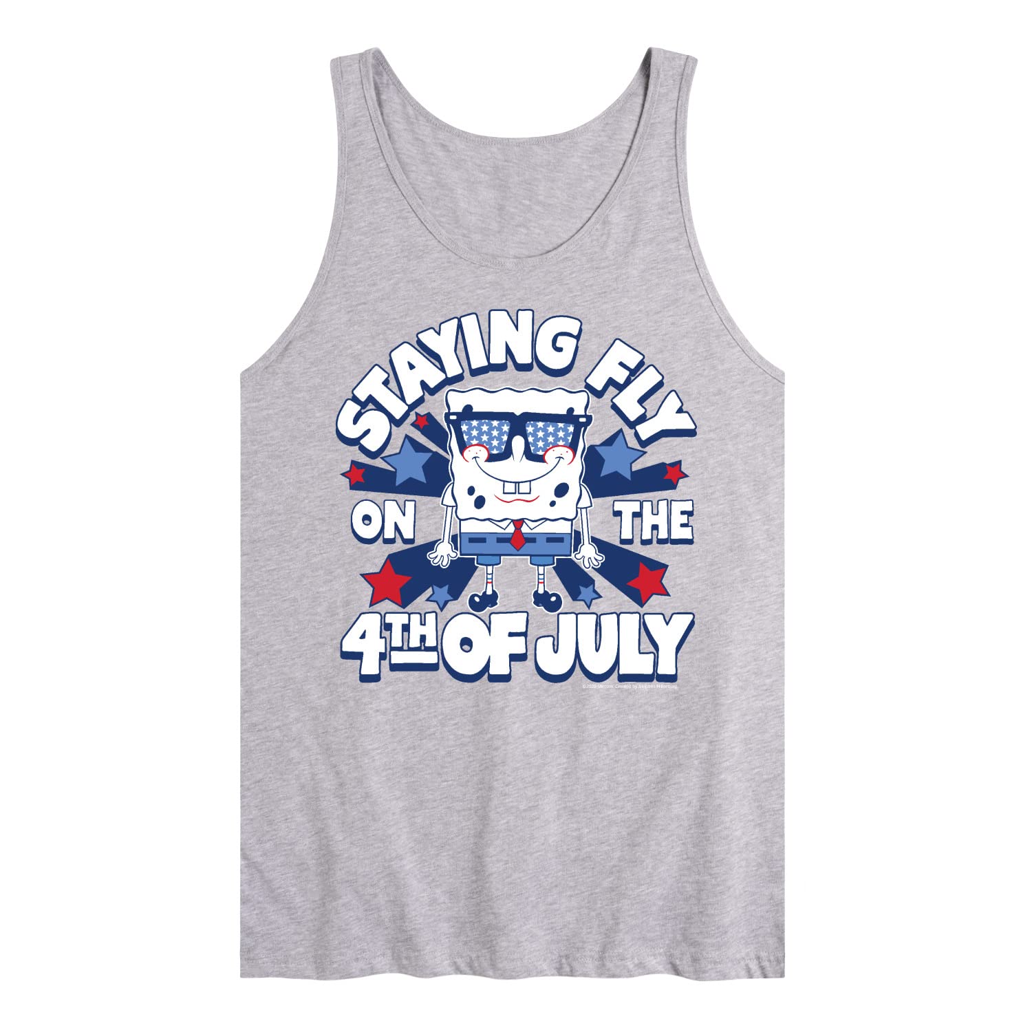 HYBRID APPAREL Men's Spongebob Squarepants 4th of July Jersey Tank Top - Lightweight Summer Muscle Shirt for Beach, Pool Parties & Casual Outings