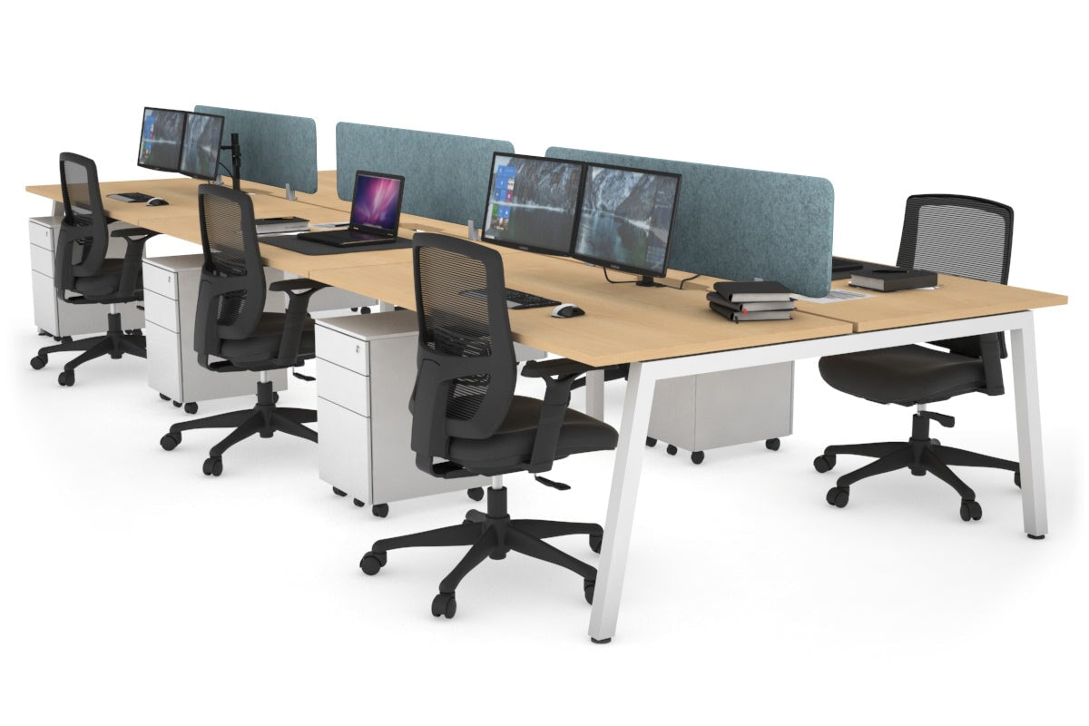 Quadro 6-Person Office Workstation Desk - 1400L x 800W with Cable Management - Perfect for Team Collaboration & Open Office Spaces