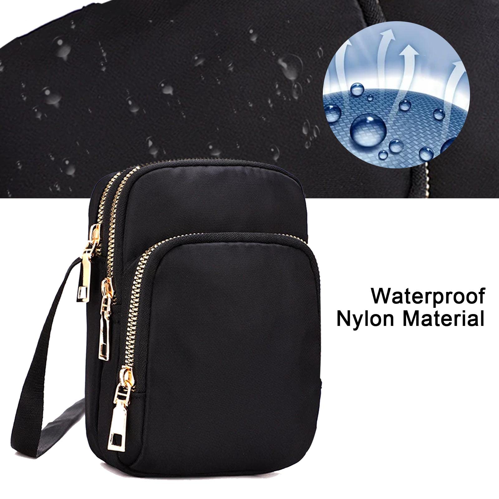 AYNKH Women's Crossbody Phone Bag - 3-Layer Zipper Nylon Waterproof Shoulder Wallet with Adjustable Strap for Women & Girls | Perfect for Travel, Shopping, and Daily Essentials Organization