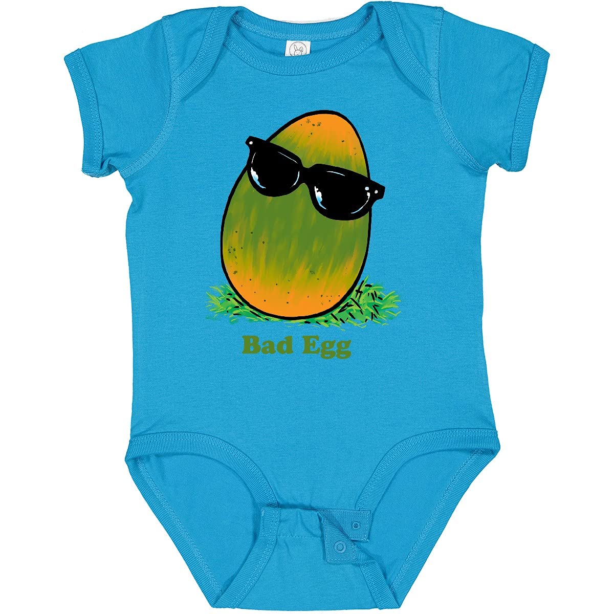 Inktastic Easter Green and Yellow Bad Egg with Sunglasses Baby Bodysuit - Cute Easter Outfit for Infants, Funny Holiday Onesie for Boys & Girls - Perfect for Easter Photos, Family Gatherings & Spring Celebrations