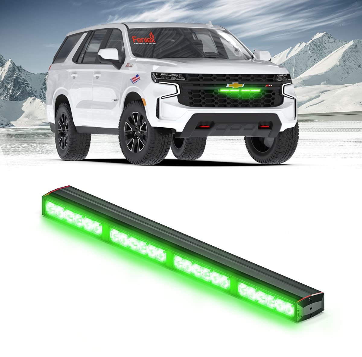 Feniex Fusion-S 400 Series Green Lightstick - High Visibility Emergency Vehicle Lighting for Police, Fire, and Construction Safety