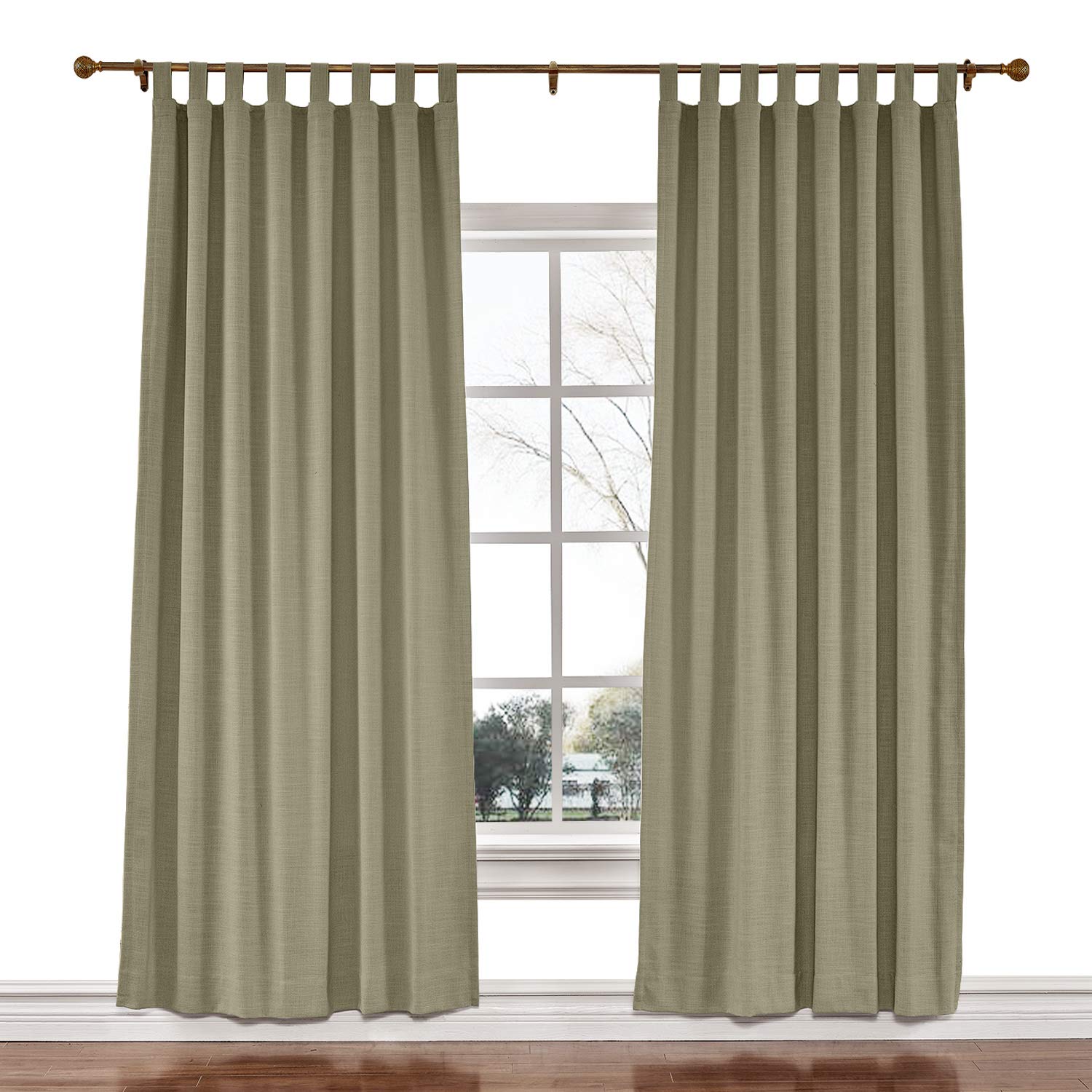 TWOPAGES 84x96 Inch Blackout Curtains - Tab Top Faux Linen Drapes with Darkening Lining for Living Room, Bedroom, Theater | Noise Reducing & Energy Saving Window Treatments for Home, Office, Meeting Rooms (Taupe Grey, 1 Panel)
