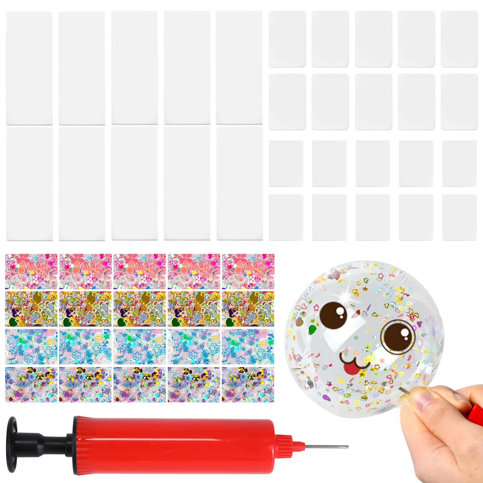 FORMIZON 51-Piece Transparent Bubble Tape Kit with Glitter - DIY Inflatable Nano Bubble Tape for Kids Crafts, Party Favors & Sensory Play - Fun Bubble Blowing Activity for Children's Birthday, Classroom & Family Bonding