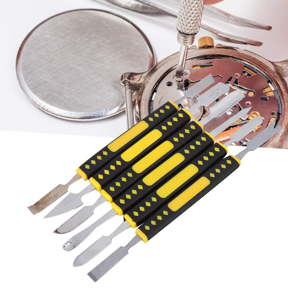 6-Piece Stainless Steel Pry Tool Repair Kit with Anti-Slip Handle - Dual-End Spudger for iPhone, Laptop, Tablet, Watch & Electronics Repair | Perfect for DIY Fixes & Professional Tech Maintenance