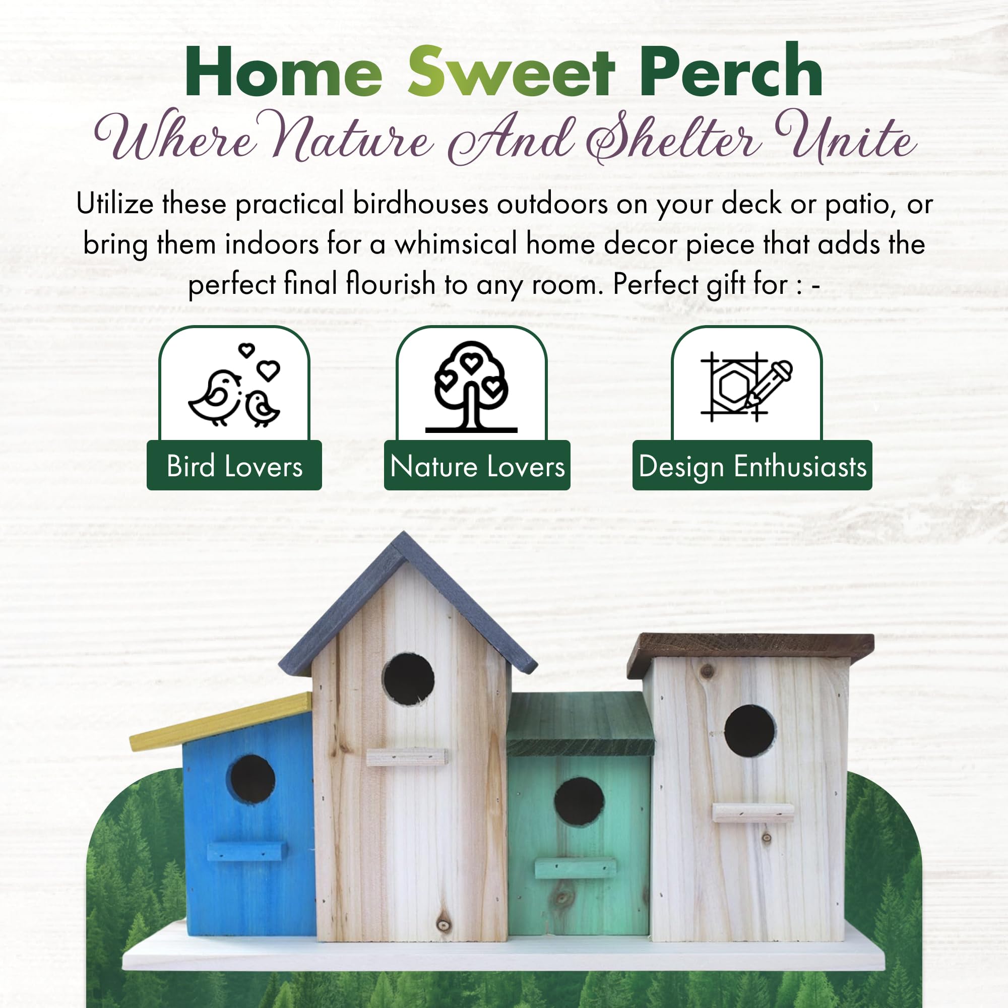 23 Bees 4 Hole Weatherproof Bird House - Outdoor/Indoor Hanging Decorative Birdhouse for Bluebirds, Wrens & Chickadees - DIY Bird Feeder Kit for Kids & Adults - Perfect for Garden, Patio and Backyard Bird Watching