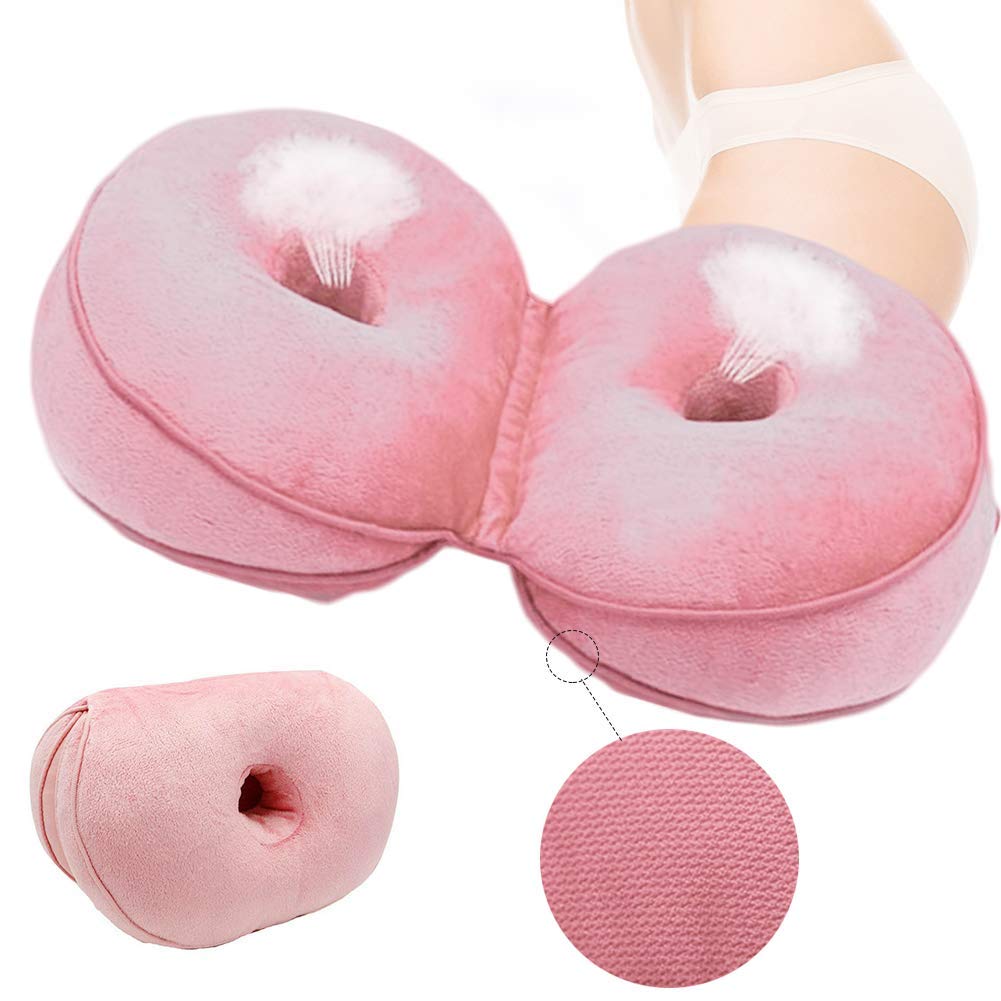 DPS&RXX Dual Comfort Cushion - Orthopedic Seat Cushion for Hip Lift, Pressure Relief & Pain Relief - Supports Back & Hamstrings - Perfect for Office Chair & Car Seat (Pink) - Ideal for Long Sitting, Driving & Posture Correction