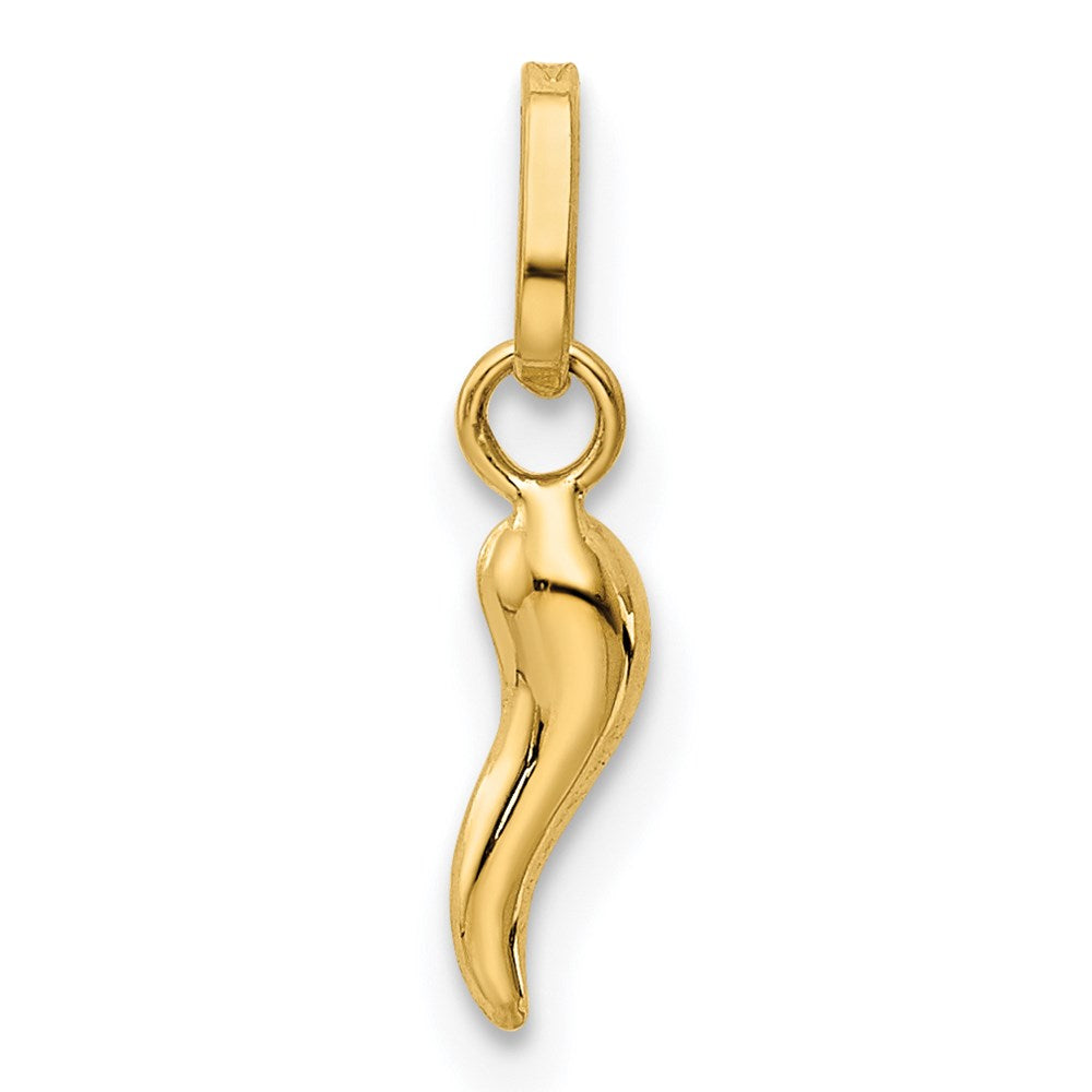 3D Italian Horn Charm in Gold - Extra Small Size (Model XCH117) | Perfect for Necklaces, Bracelets & Good Luck Jewelry Gifts