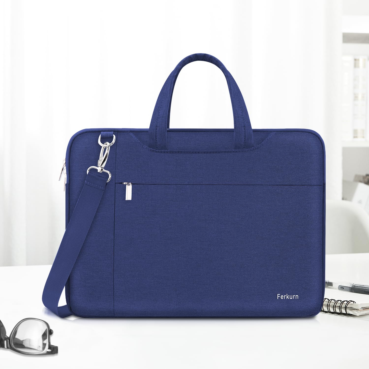 Ferkurn 14 Inch Laptop Bag Case for Women & Men - Durable Laptop Sleeve & Briefcase with Shoulder Strap, Compatible with MacBook Pro/Air, HP Chromebook, Dell XPS, ASUS, Acer, Samsung, Blue - Perfect for Work, Travel & School