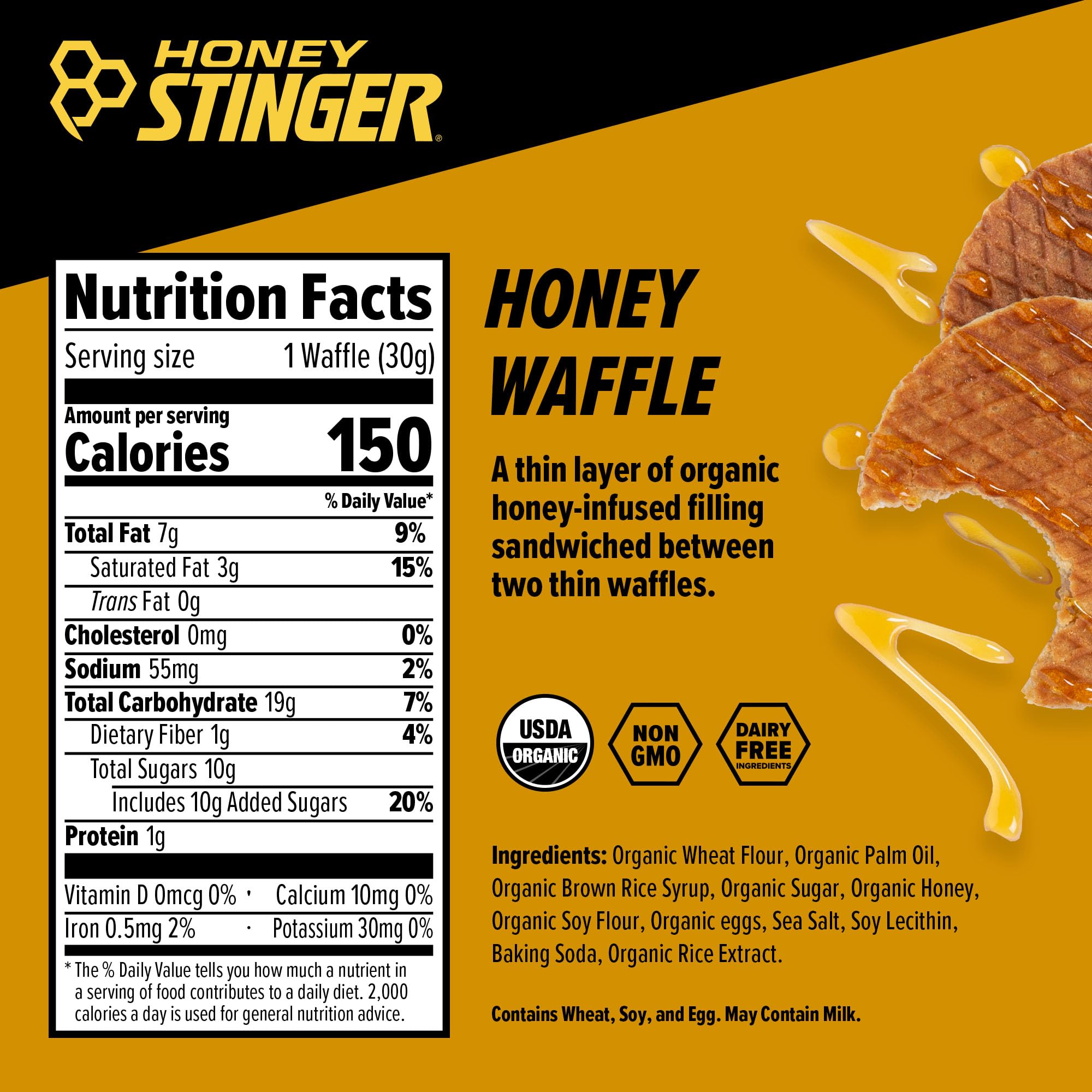 Honey Stinger Organic Energy Waffle - Pre & Post Workout Snack for Gym & Sports