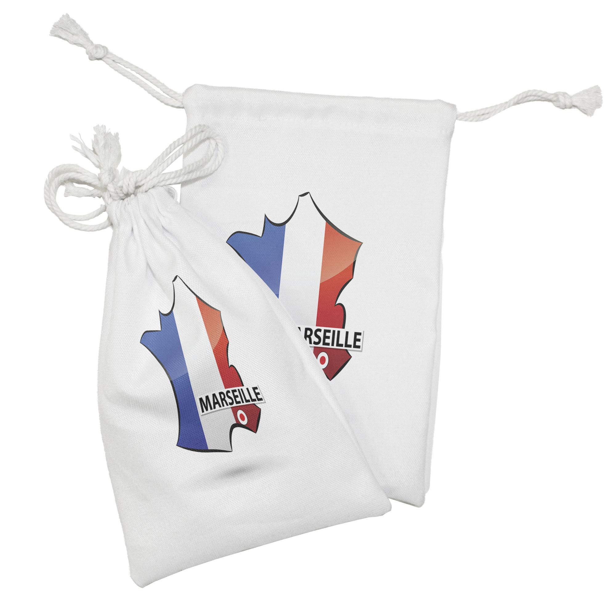 Ambesonne France Fabric Pouch Set of 2 - French Map Design with Marseille Illustration - 9