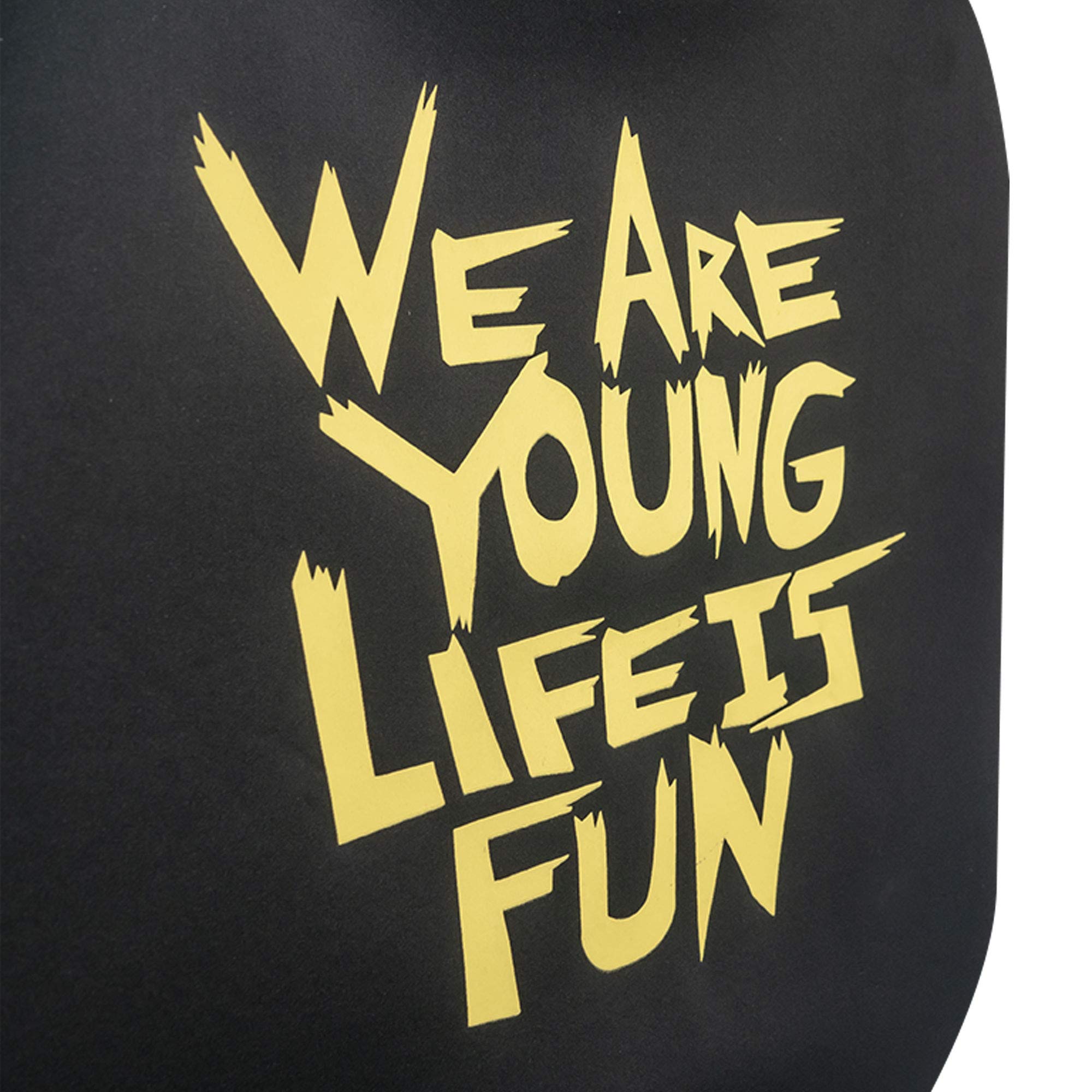 We Are Young Life is Fun™ Full Set Car Seat Covers (Red & Black) + Car Floor Mats with Heel Pad - Universal Fit for Most Cars, Trucks, SUVs & Vans | Premium Car Interior Protection & Comfort Upgrade