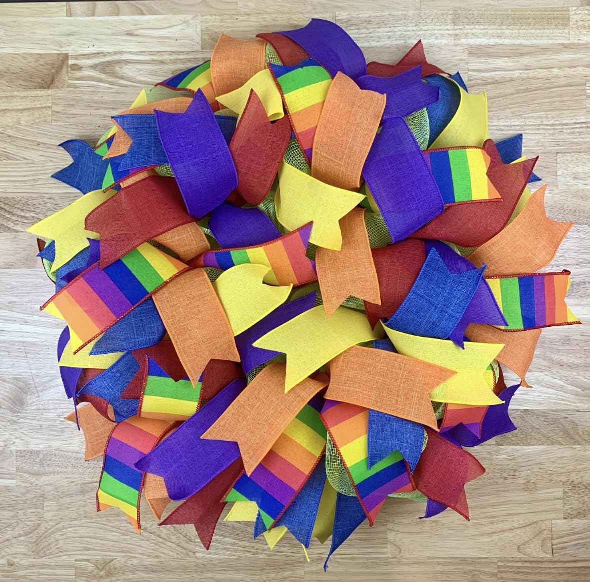 Rainbow Summer Mesh Wreath - LGBTQ+ Pride Month Door Decoration for Home, Party & Celebrations | Perfect for Pride Parades, Front Door Decor & Festive Events