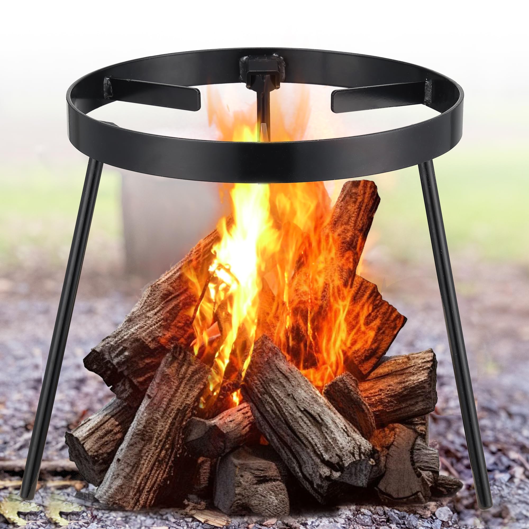 Campfire Tripod for Cooking - Heavy Duty Outdoor Fire Pit Stand with Removable Hooks, High Temperature Resistant Camping Tripod for Dutch Oven, Jetboil, Griddle - Perfect for Backpacking, Camping & Outdoor Cooking Adventures