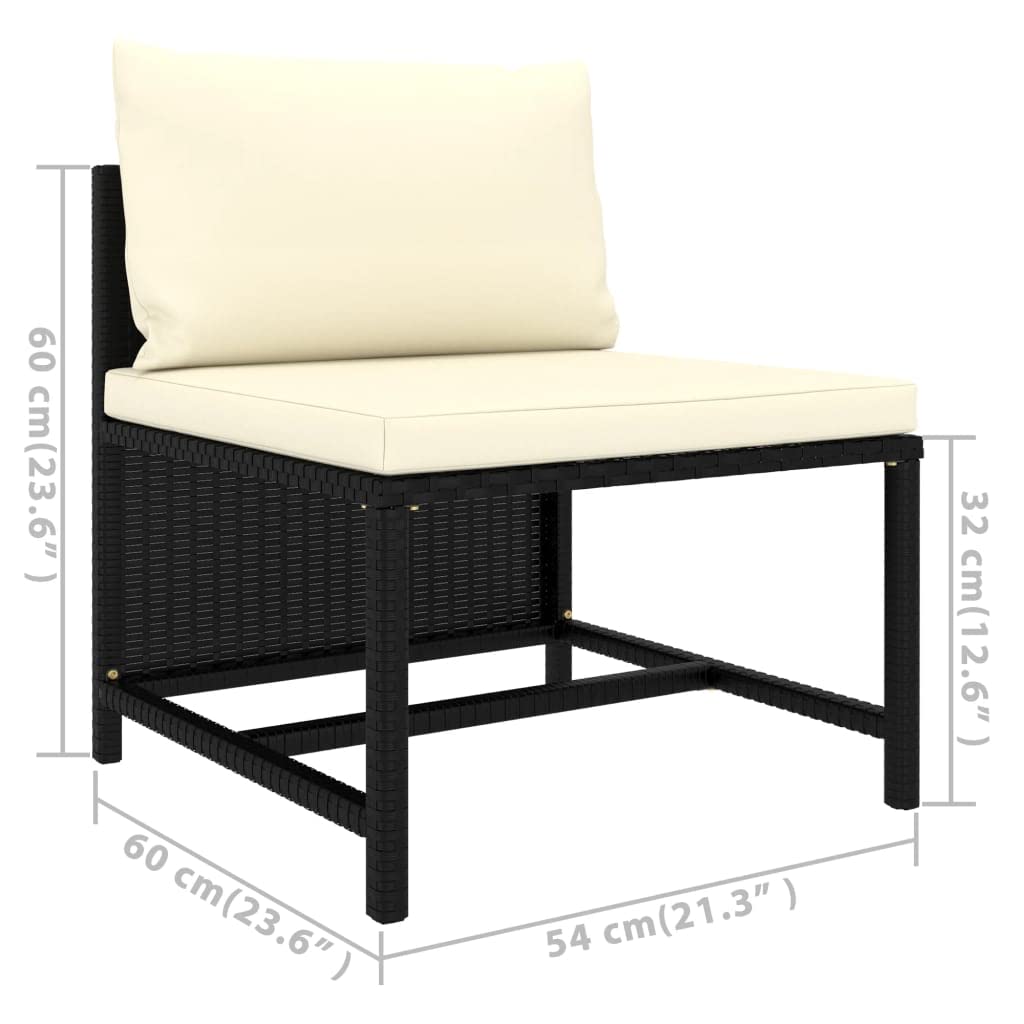 6-Piece Patio Furniture Set - Outdoor Sectional Sofa with Cushions & Footstool, Modern Farmhouse Style Black Poly Rattan - Perfect for Garden, Backyard, Poolside & Patio Relaxation
