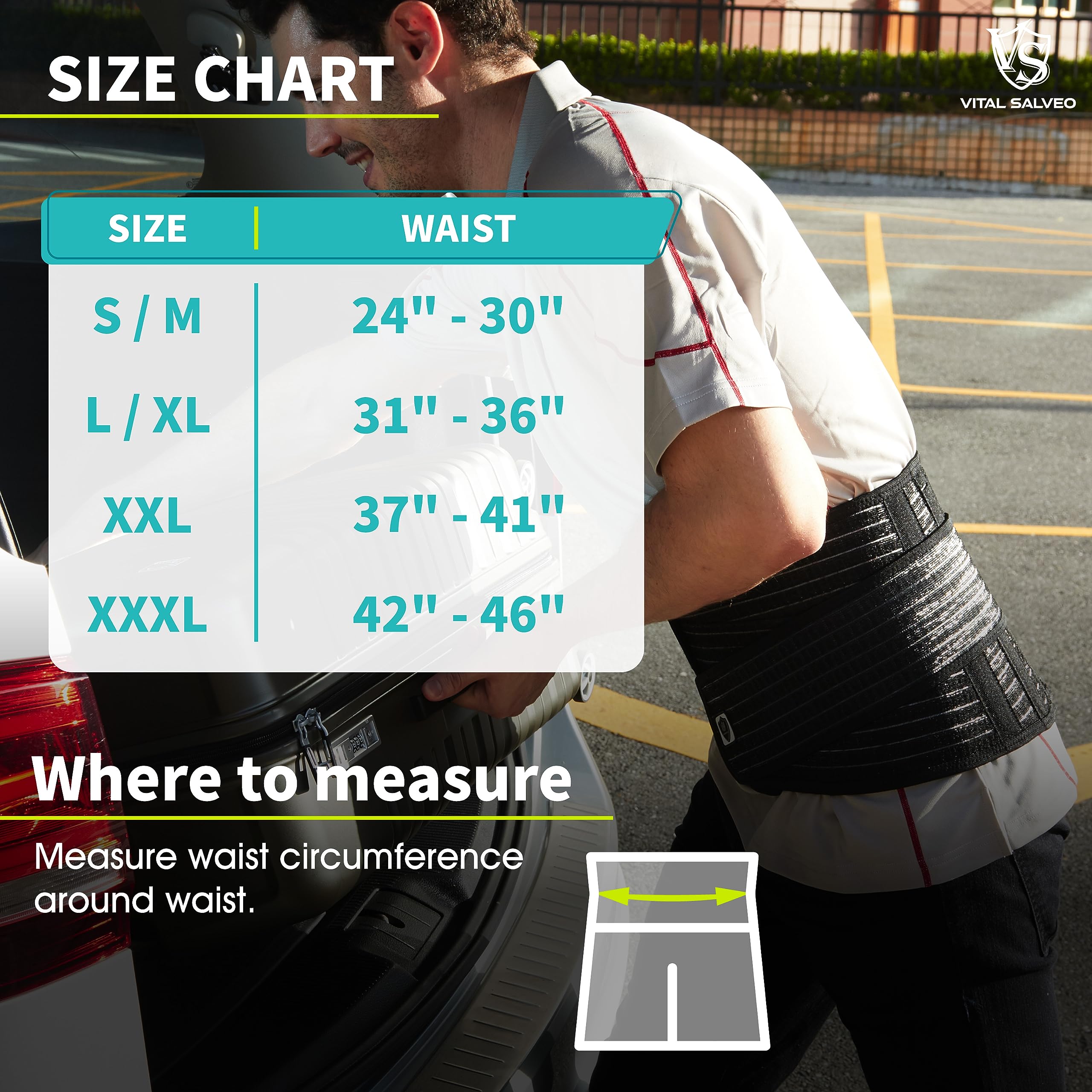 Vital Salveo Back Support Belt - L/XL for Heavy Lifting, Standing & Back Pain Relief | Ergonomic Posture Corrector for Work, Gym & Daily Activities