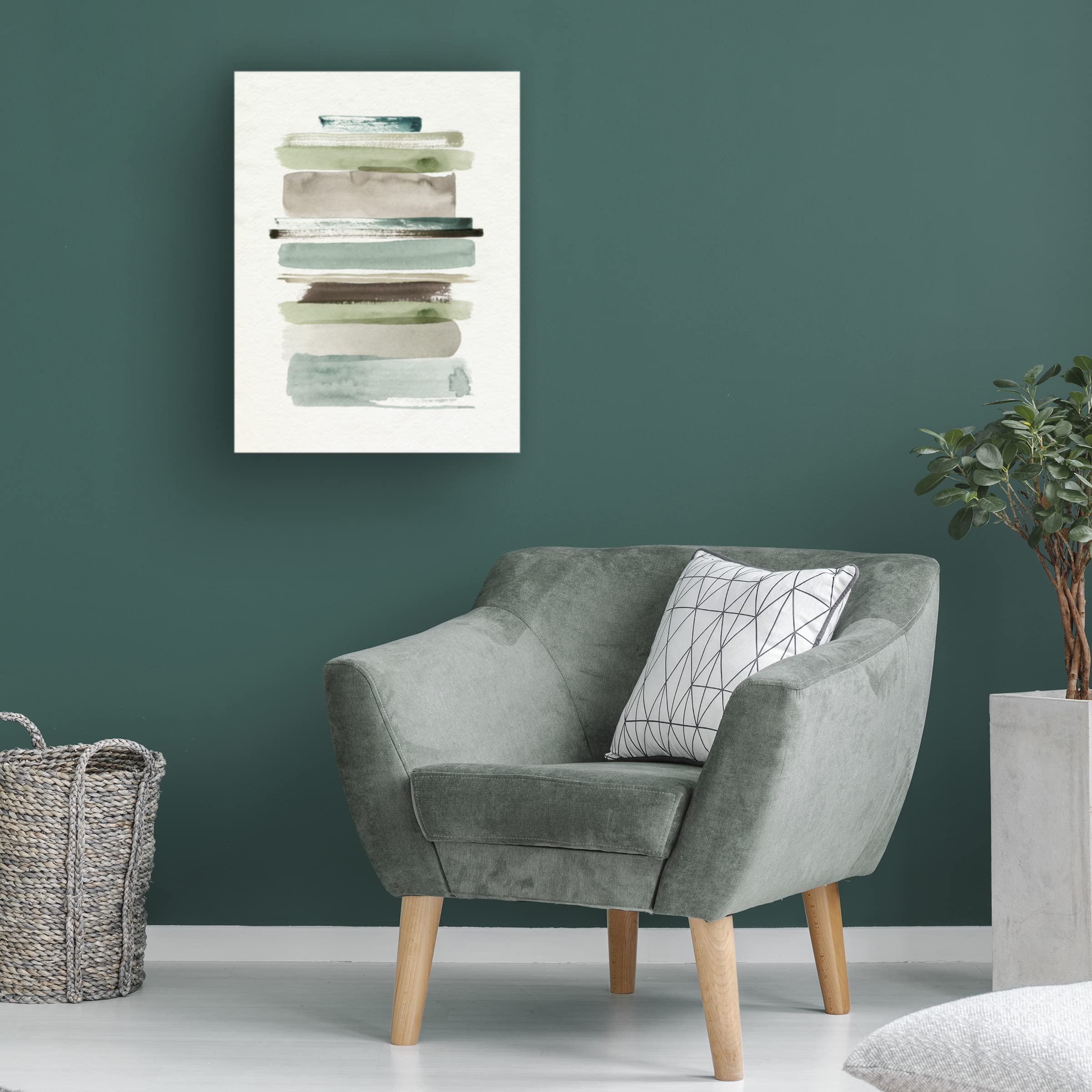 Grace Popp 'Grass Stains II' Canvas Wall Art Print - Modern Botanical Nature Painting for Living Room, Bedroom & Office Decor
