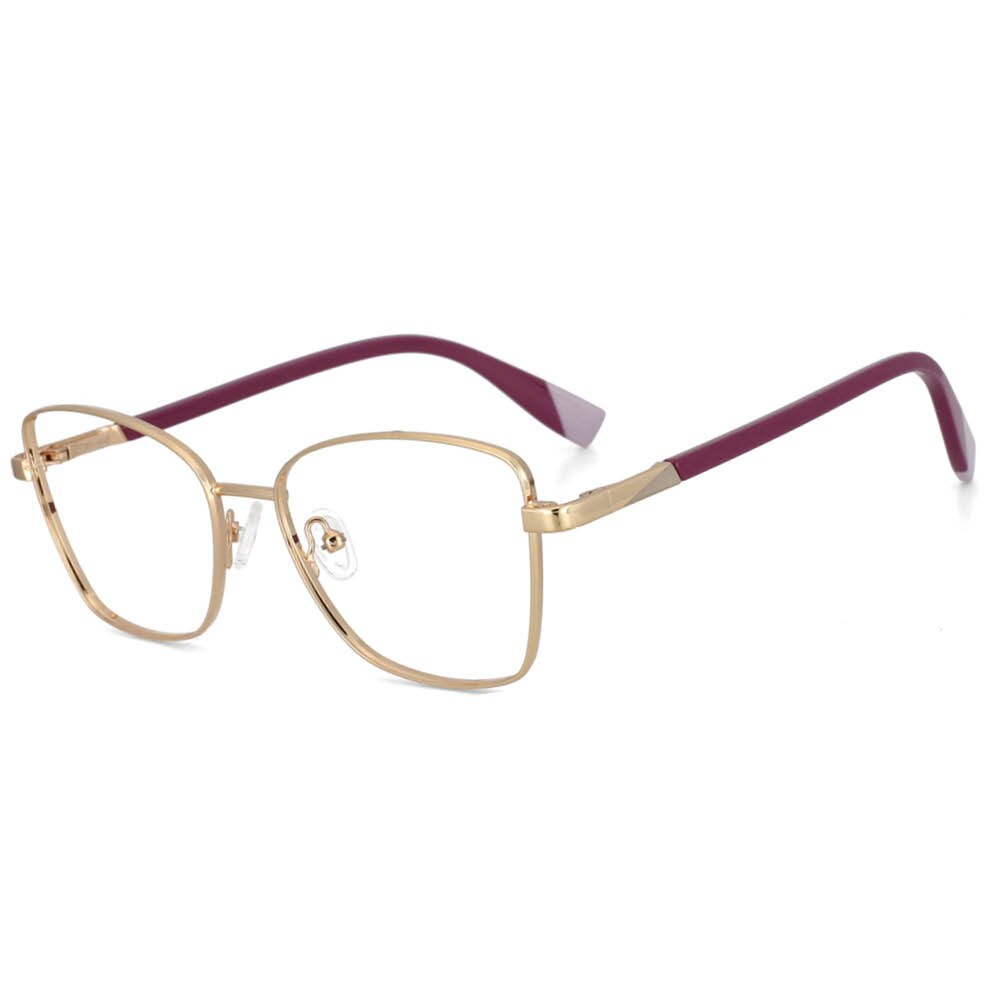 CCspace Women's Full Rim Square Alloy Frame Eyeglasses 53704 - Stylish Lightweight Glasses for Work, Reading & Everyday Use