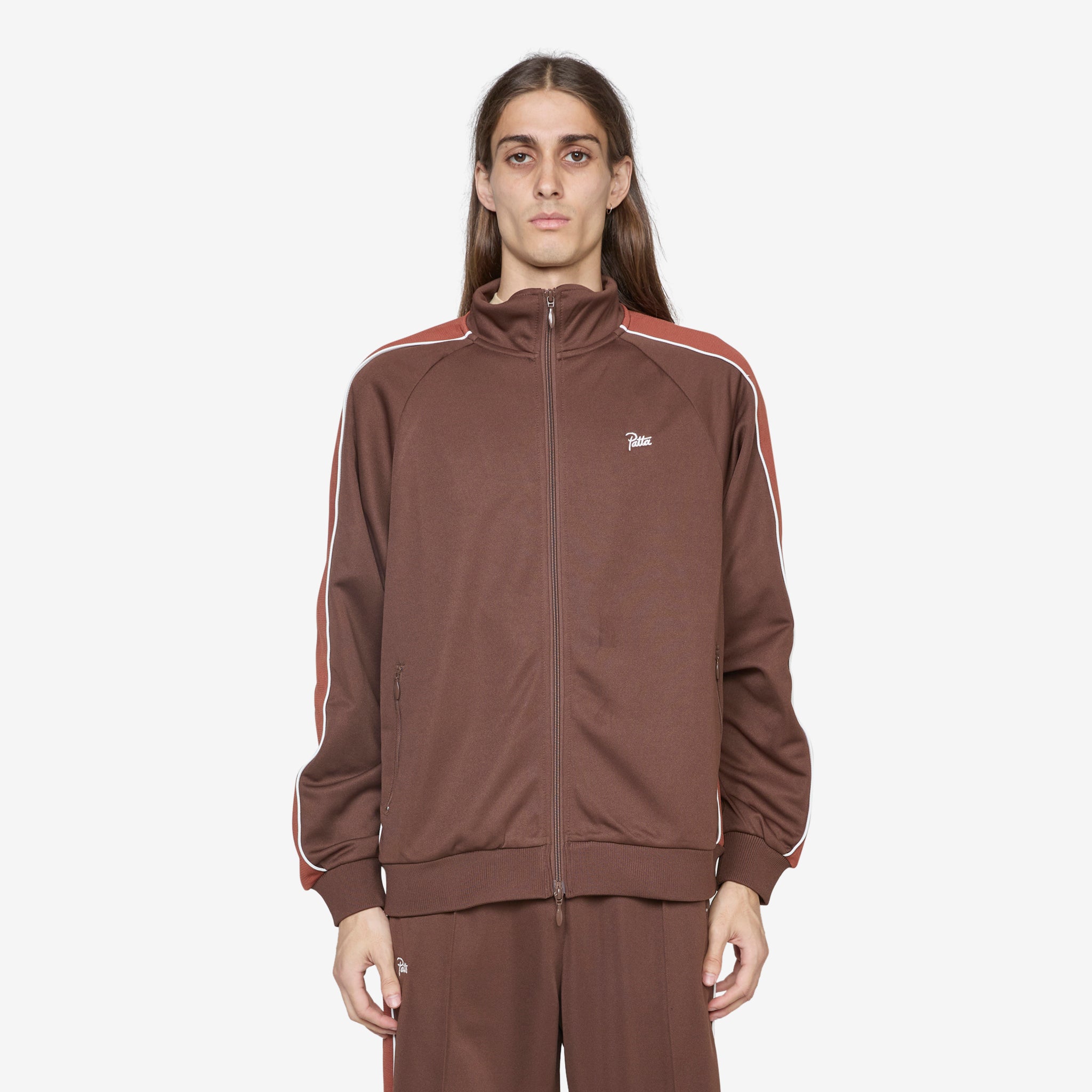 Men's Tricot Track Jacket in Chestnut Brown - Lightweight Running Jacket for Jogging, Gym & Outdoor Sports