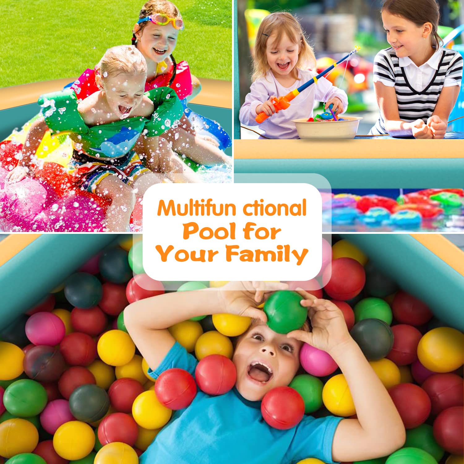 10ft 4-Ring Inflatable Above Ground Swimming Pool for Kids & Adults - 118x69x27in Family Backyard Pool with 4 Layers, Green & Orange - Perfect for Summer Water Parties, Garden Fun, and Outdoor Family Activities