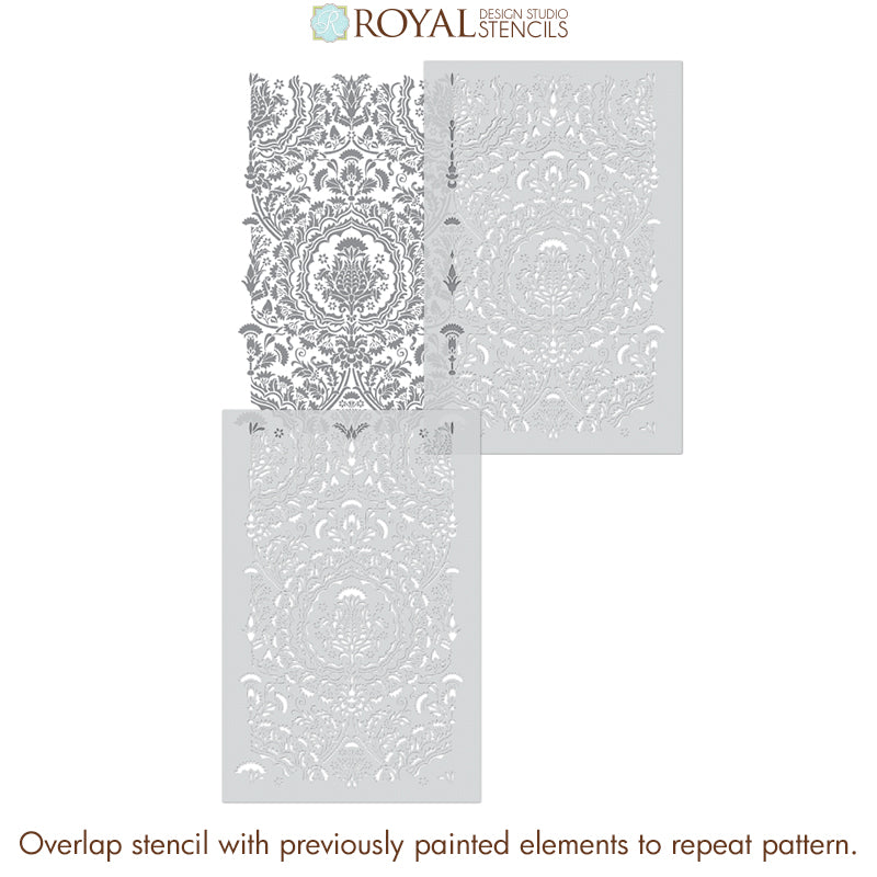 Laleh Persian Damask Wall Stencil - Reusable DIY Painting Template for Home Decor, Wall Art, and Furniture Makeover | Perfect for Bedroom, Living Room, and Office Accent Walls