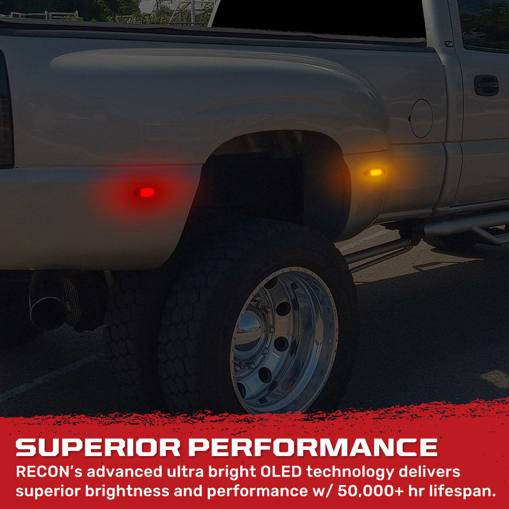 GMC Sierra & Chevy Silverado 1999-2014 LED Fender Lights - 4 Piece Set with Multiple Lens & Color Options | Upgrade Your Truck's Style & Visibility for Off-Roading & Night Driving