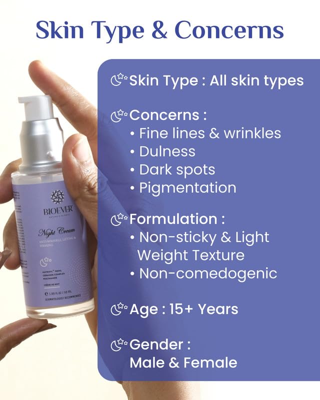 Bioever Night Cream - Brightening & Anti-Aging Night Cream for Dark Spots, Hyperpigmentation & Melasma | Reduces Wrinkles & Evens Skin Tone | 50ml | Perfect for Nighttime Skin Repair & Rejuvenation