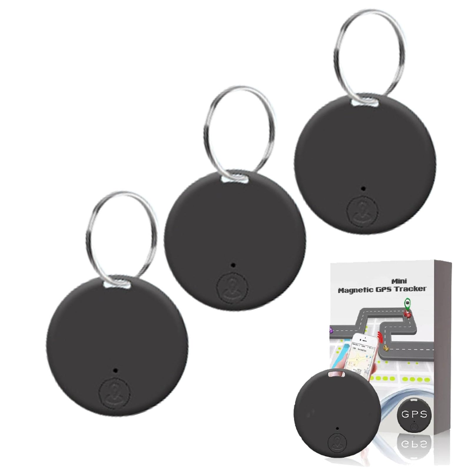 Oveallgo™ Prox Mini Magnetic GPS Tracker - 3 Pack Black | Waterproof Real-Time Tracking Device for Kids, Cars, Luggage, Pets & Elderly | Portable Anti-Loss Locator for Travel, Hiking & Outdoor Activities