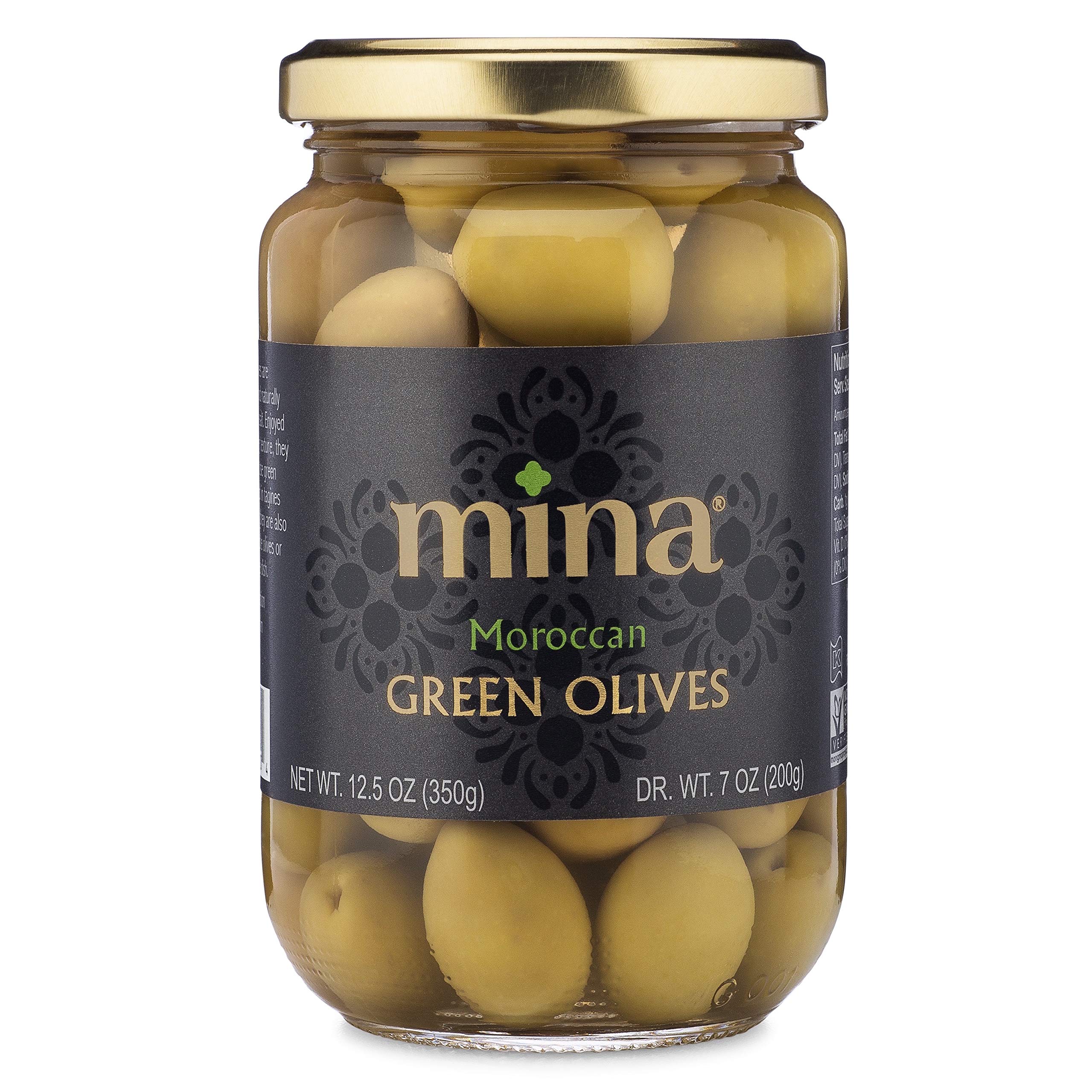 Premium Moroccan Green Olives - Hand Picked, Naturally Cured | 12.5 oz Jar | Vegan, Gluten Free, Non-GMO, Keto & Paleo Friendly Snack | Perfect for Charcuterie Boards, Salads & Healthy Snacking
