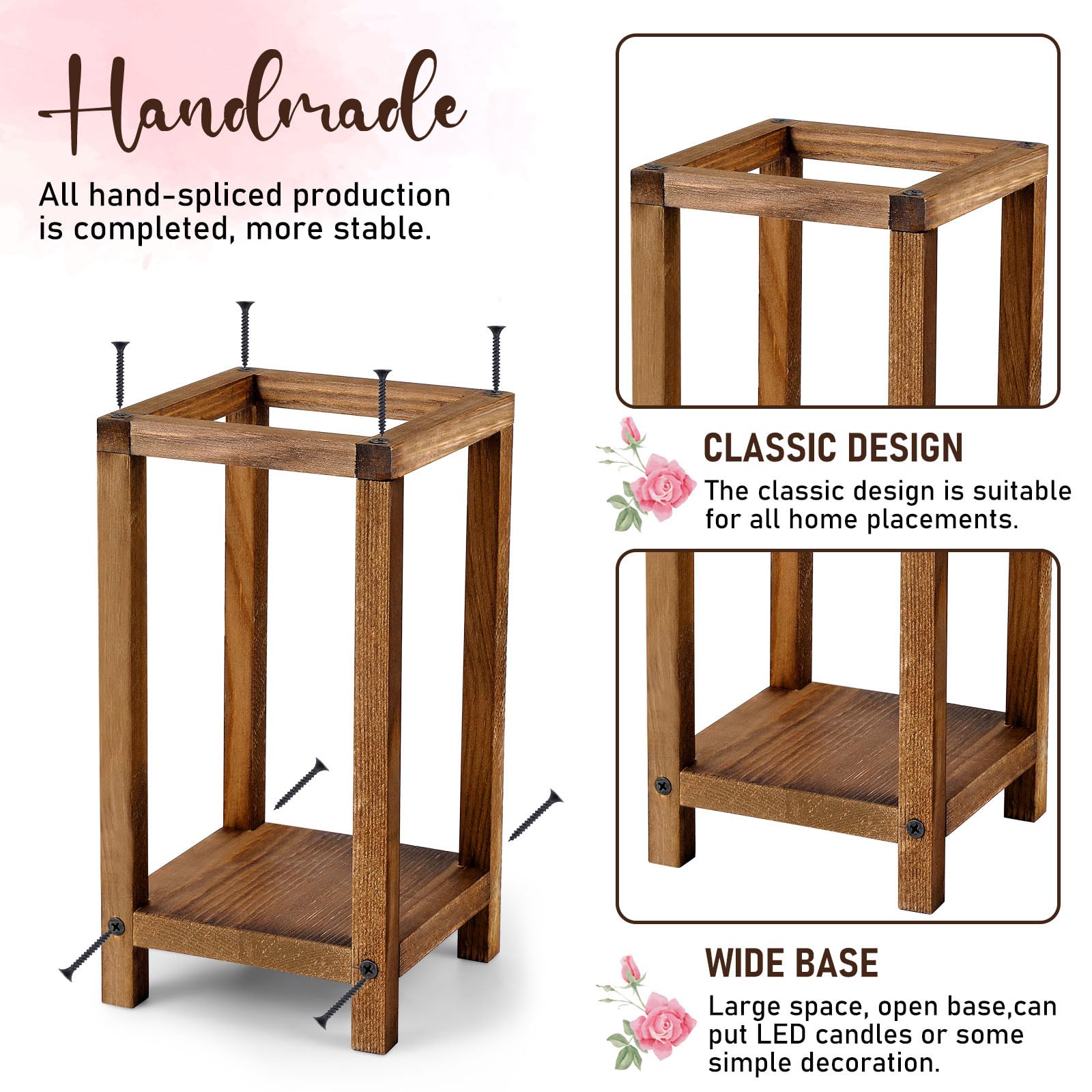 24 Pcs Wooden Candle Lanterns - Rustic Farmhouse Wedding Centerpieces, Bulk Brown Wood Candle Holders for Tables (10.59 Inch High) - Perfect for Wedding Decor, Baby Shower, Party & Home Decoration