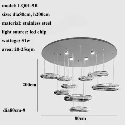 Modern Droplet Ceiling Light Fixture - 5/7/9 Head Adjustable Chandelier for Dining Room, Bedroom & Living Room Lighting - Energy Efficient LED Pendant Light for Home Decor