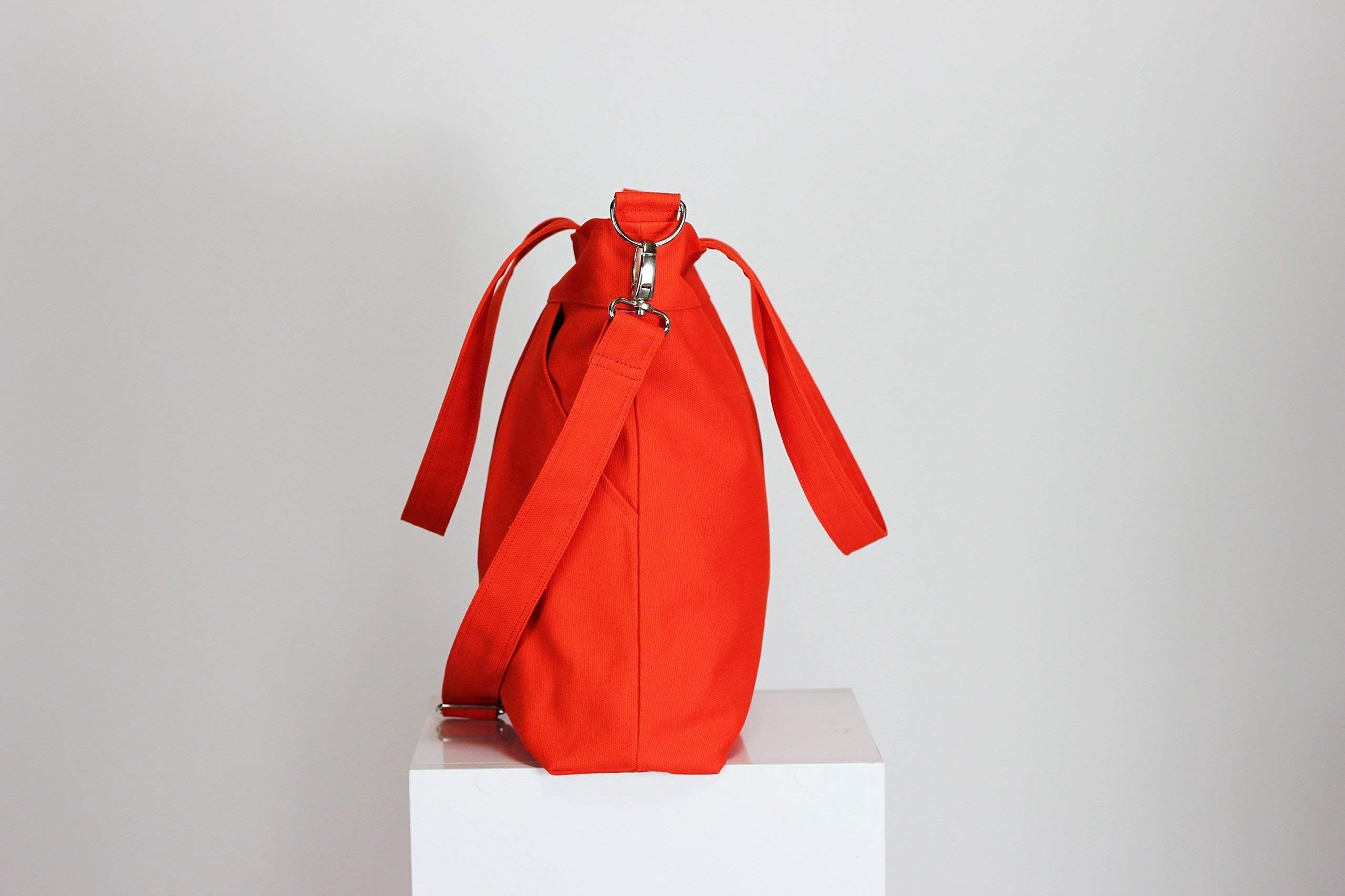 Stylish Women's Canvas Crossbody Shoulder Bag with Multiple Pockets - Large Capacity Zip Purse in Orange | Perfect for Travel, Shopping & Everyday Use