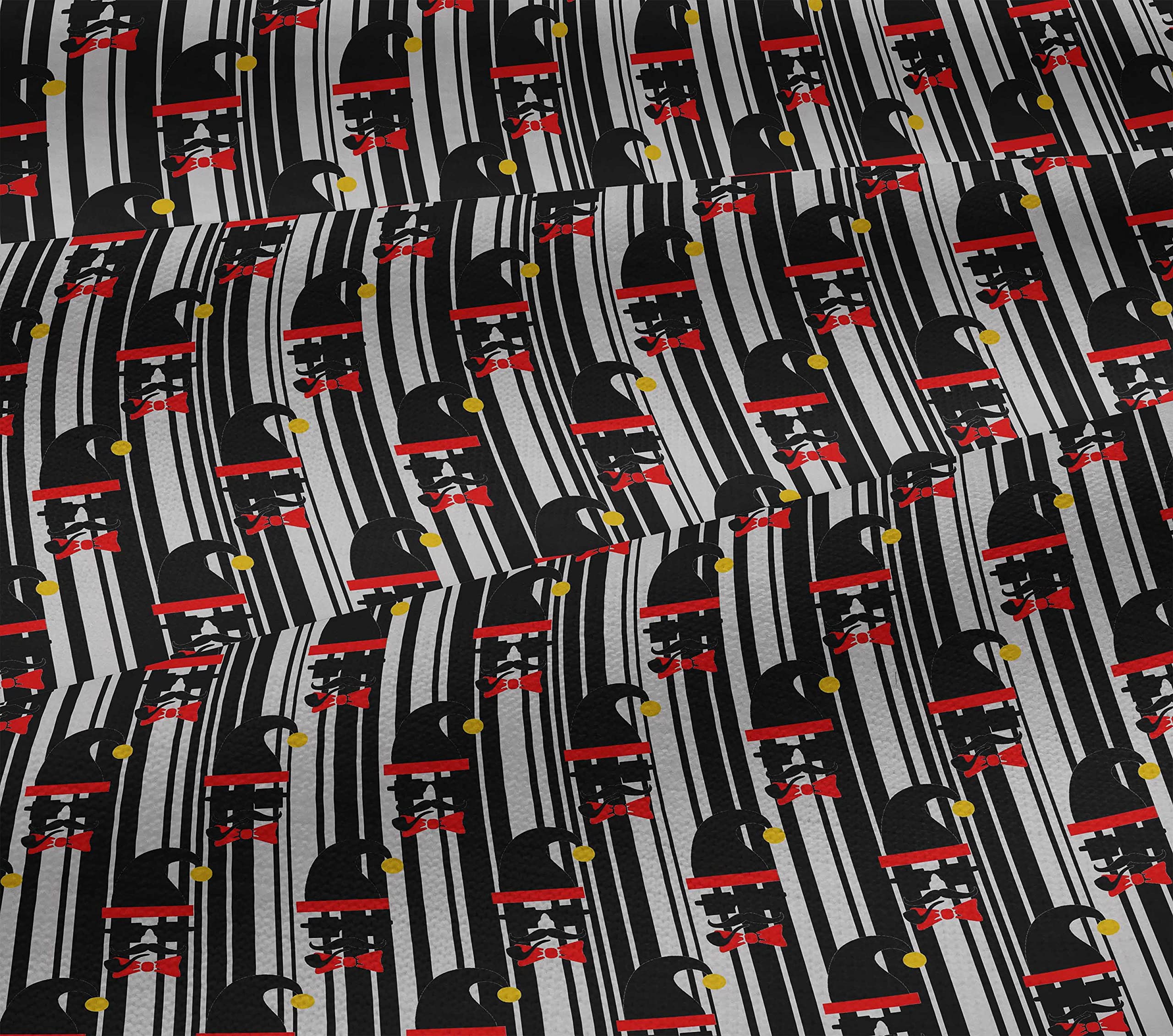 Premium 100% Cotton Jersey Black Christmas Dress Fabric - 58 Inch Wide Printed Material by The Yard | Holiday Party Wear, DIY Costumes, Seasonal Decorations