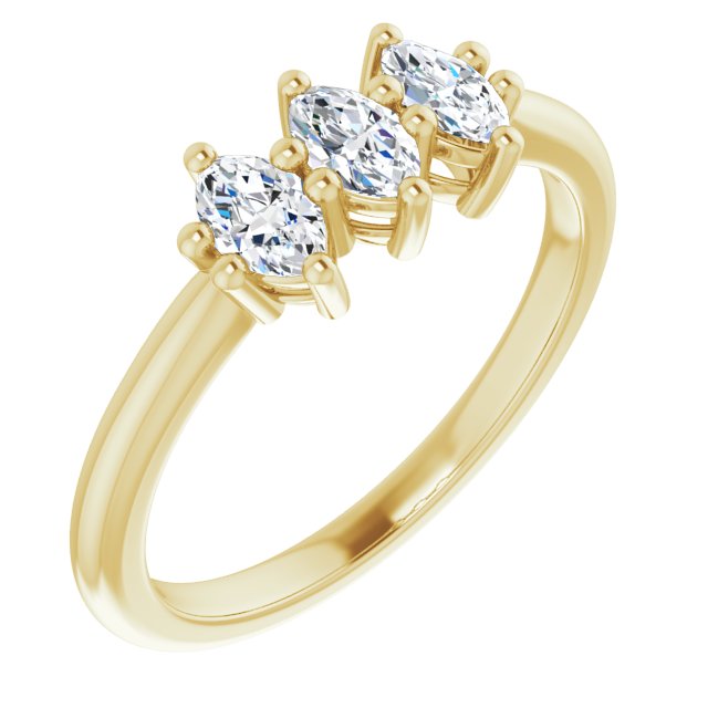 0.60 Carat Marquise Cut Diamond Wedding Band - 3 Stone Anniversary Ring for Women - Perfect for Engagement, Proposal & Special Occasions
