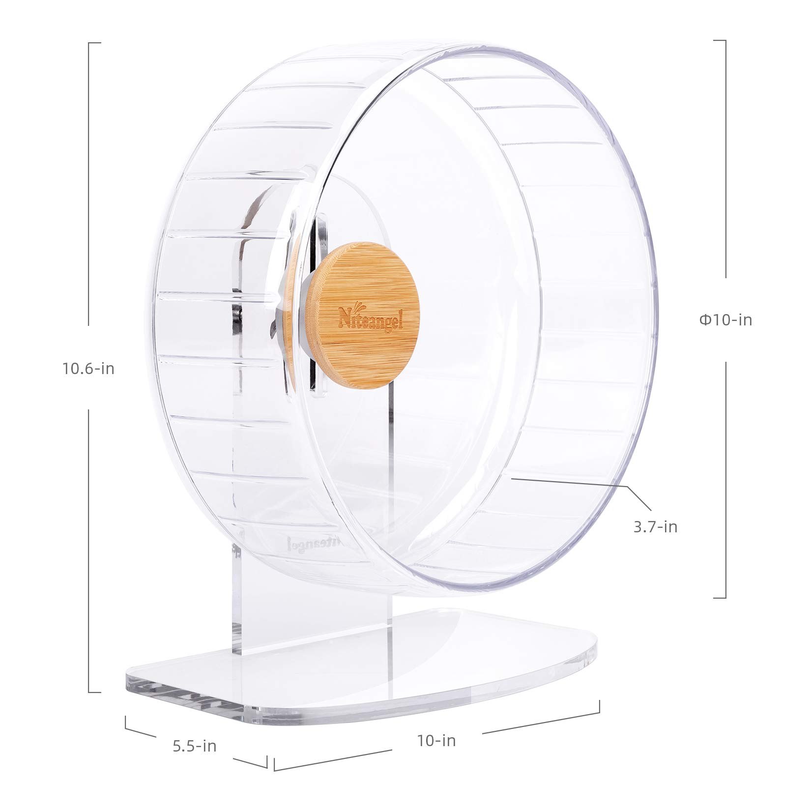 Niteangel 10-Inch Super-Silent Hamster Exercise Wheel with Platform - Quiet Spinner Running Wheel for Hamsters, Gerbils & Mice - Adjustable Stand for Small Pets - Perfect for Nighttime Play & Cage Enrichment