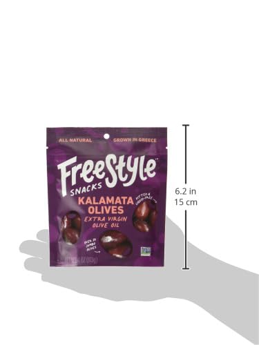 Organic Kalamata Olives 4 oz | Freestyle Snacks | Extra Virgin, Vegan, Gluten-Free | Perfect for Salads, Charcuterie Boards & Mediterranean Recipes