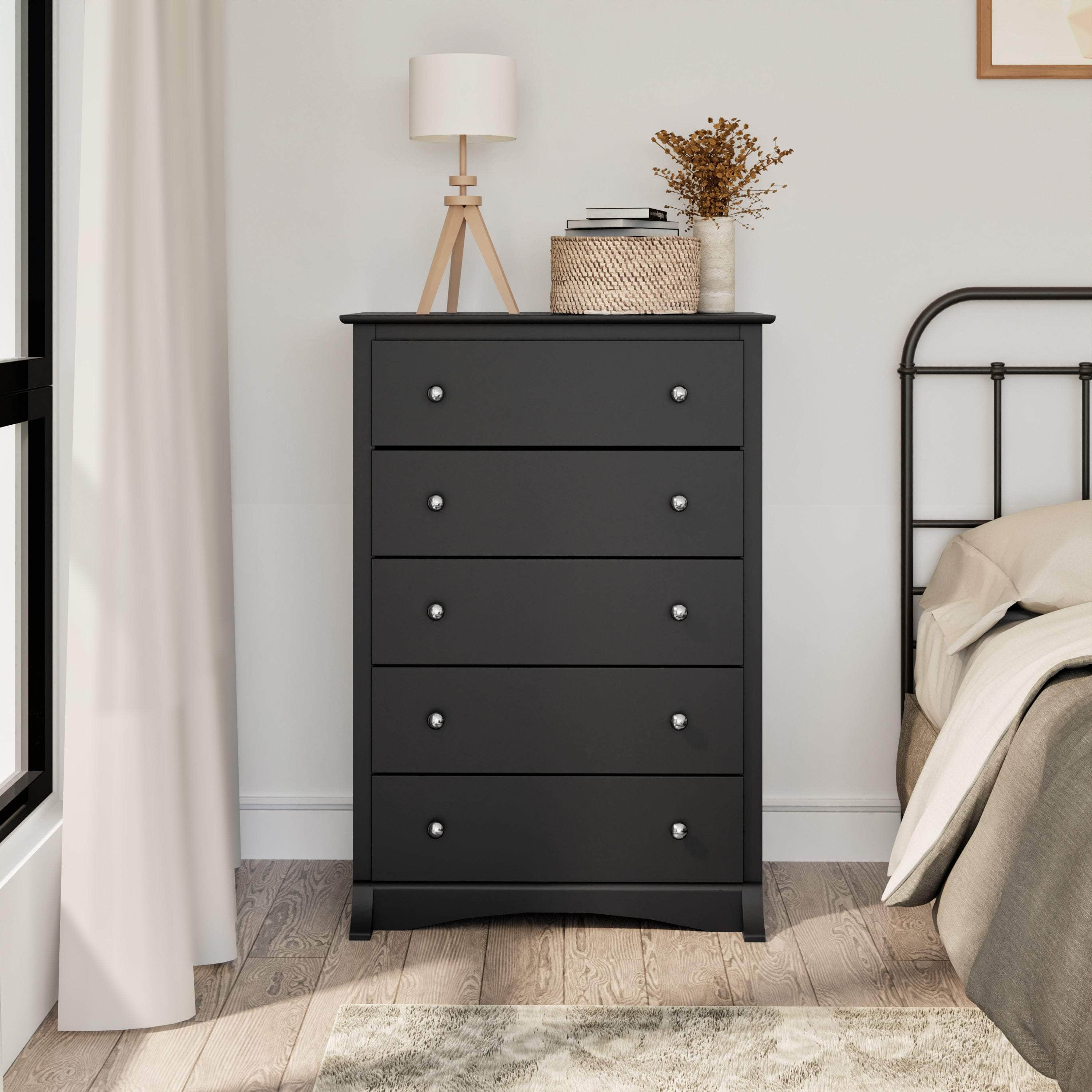 Sonoma 5-Drawer Dresser Chest - White, Black, Gray, Blue & Beige | Bedroom Storage Organizer for Clothes & Accessories