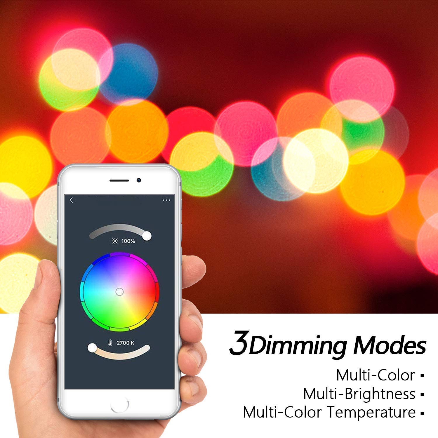 2 Pack Smart LED Bulb 1000LM 10W (100W Equivalent) RGB Color Changing 2200-6500K Dimmable WiFi Light Bulb - Works with Alexa, Google Home, Siri - No Hub Required - A19 E26 Base - Perfect for Bedroom, Living Room & Smart Home Lighting