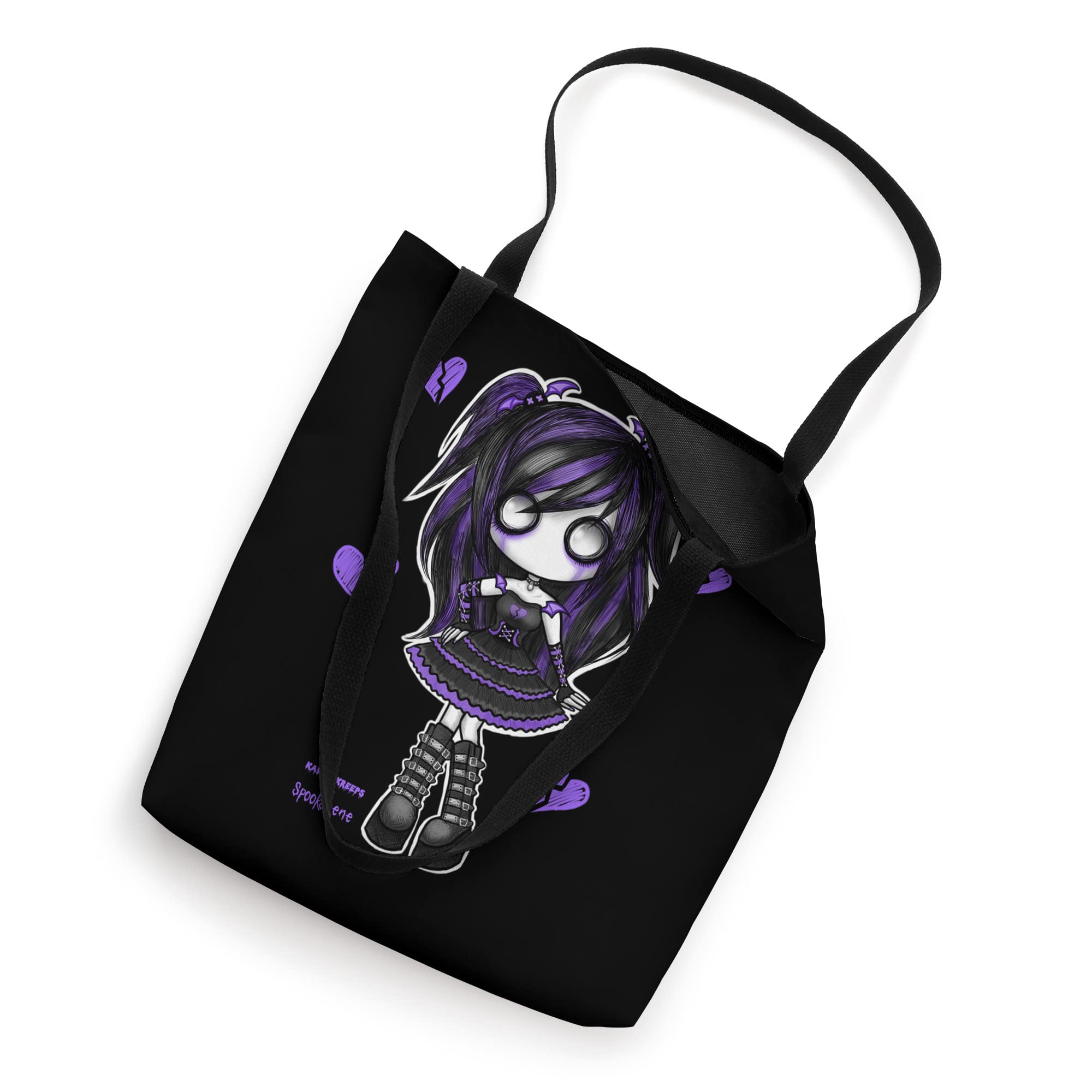 Spookscene Emo Girl Gothic Tote Bag - Soft Goth & Mall Goth Style Purple Shoulder Bag for Alternative Fashion | Perfect for School, Shopping & Concerts