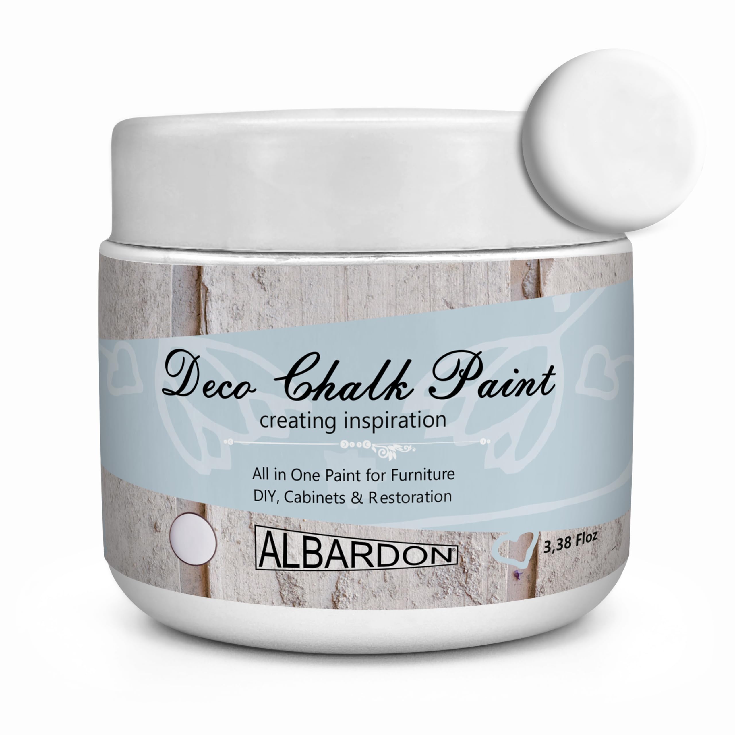 Premium White Chalk Paint for Furniture - Matte Finish All-in-One Paint for Home Decor, DIY Crafts, Cabinets & Wood Projects - 3.38 oz (100ml) - Perfect for Shabby Chic, Farmhouse Style & Upcycling Projects
