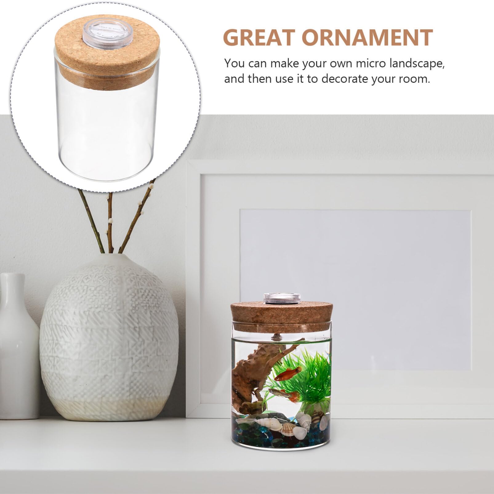 Mipcase LED Glass Terrarium Planter - Tabletop Glass Bottle Jar for Houseplants, Succulents & Air Plants - Perfect for Home, Office & Indoor Garden Decor