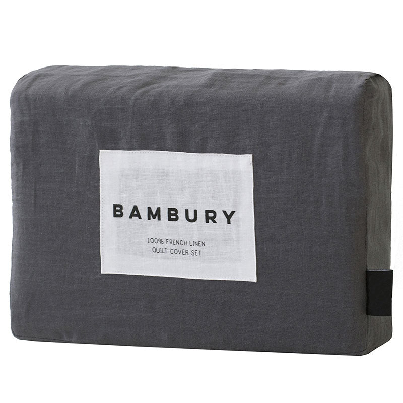 Premium 100% Linen Charcoal Gray Quilt Cover Set - Queen Size Bedding for Soft & Breathable Comfort | Perfect for All-Season Use in Bedroom, Guest Room or Vacation Home