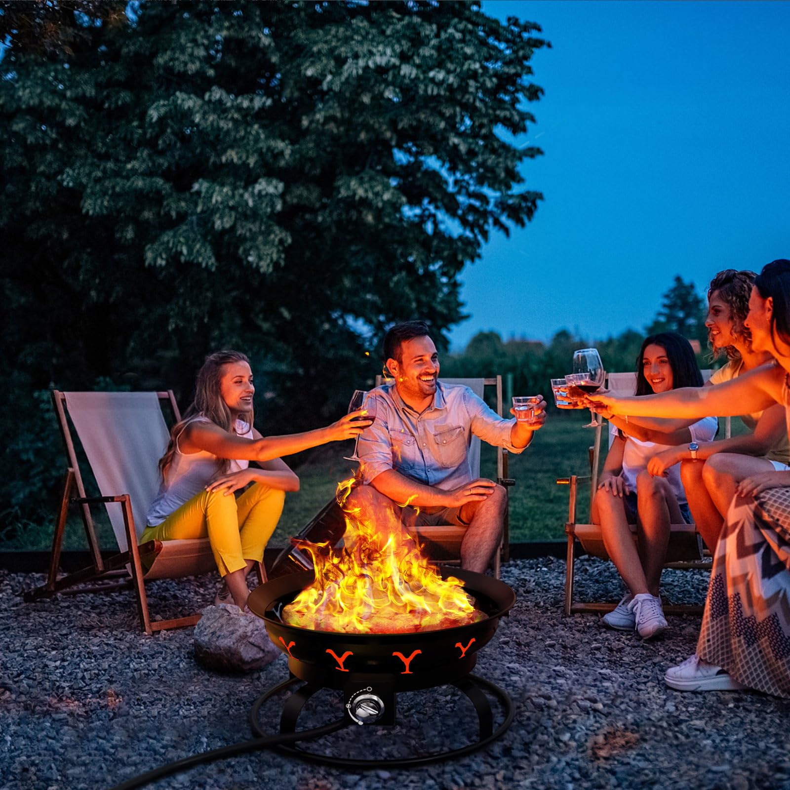 Portable Propane Fire Pit for Camping & Backyard - Outdoor Gas Fire Bowl with Lid, Round Patio Heater for Deck, Garden, Picnic, RV Travel - Perfect for Cozy Nights & Outdoor Gatherings