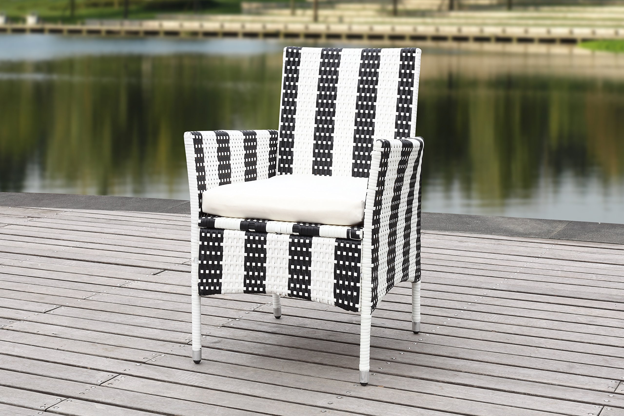 Safevieh Kendrick Titanium & Sand Outdoor Patio Chair - Durable & Weather-Resistant for Backyard, Poolside, and Garden Relaxation