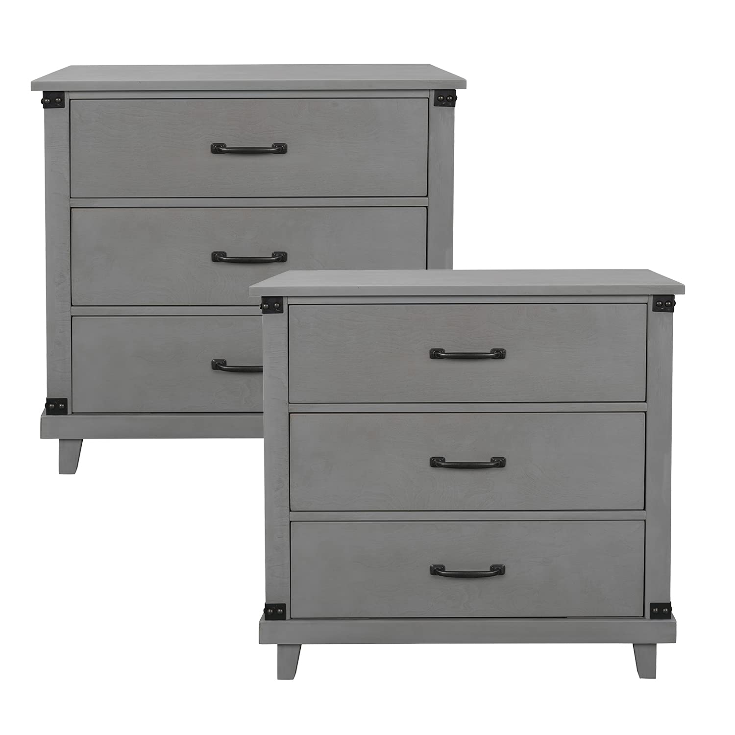 2-Piece Wooden Nightstand Set with 3 Drawers - Solid Wood Bedside Table with Storage for Bedroom, Living Room | Perfect for Small Spaces, Apartment Furniture & Home Organization