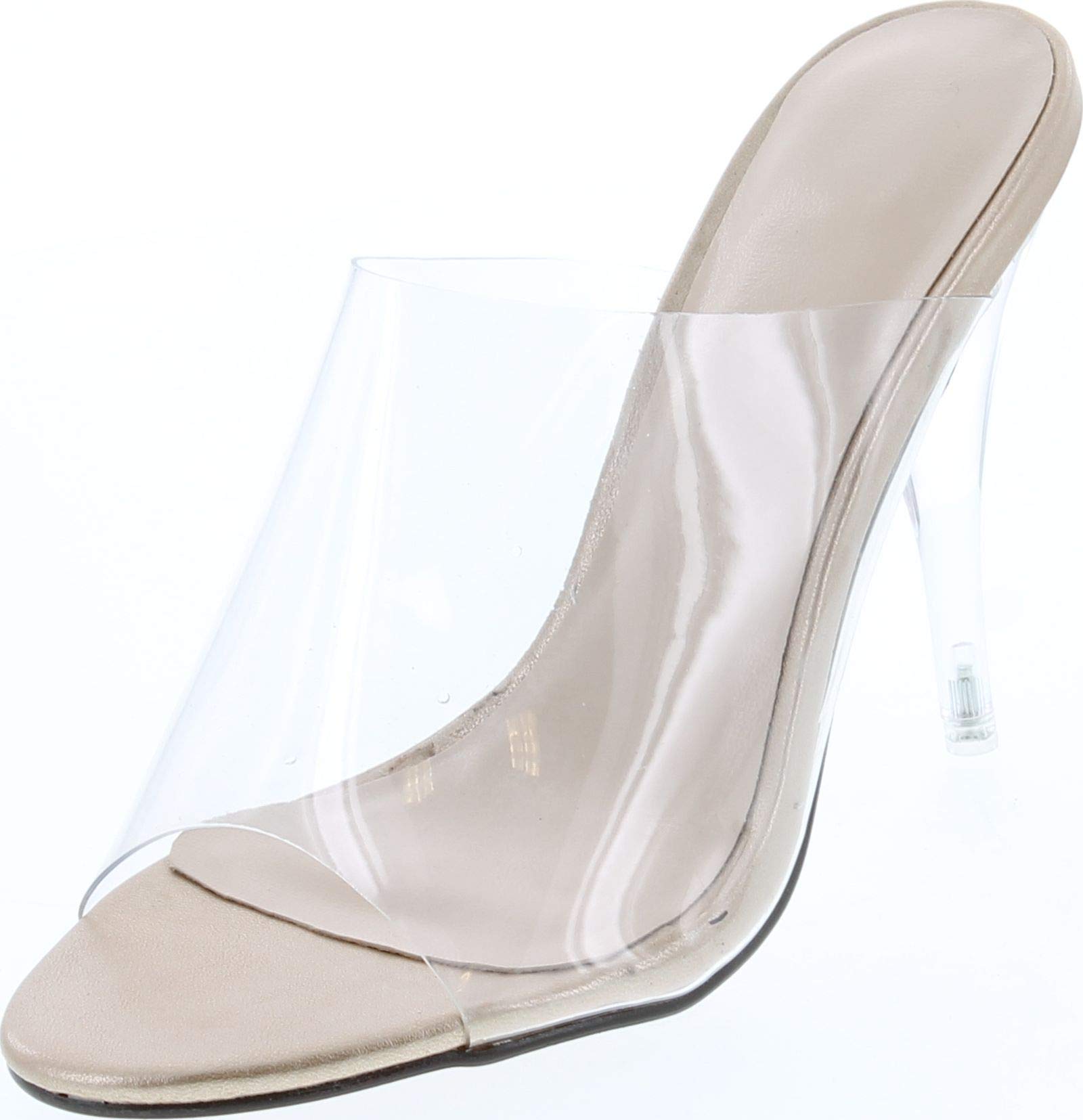 Elegant Women's Clear Transparent Strap Peep Toe Heels - Comfortable Slip On Dress Shoes for Parties, Weddings & Evening Events