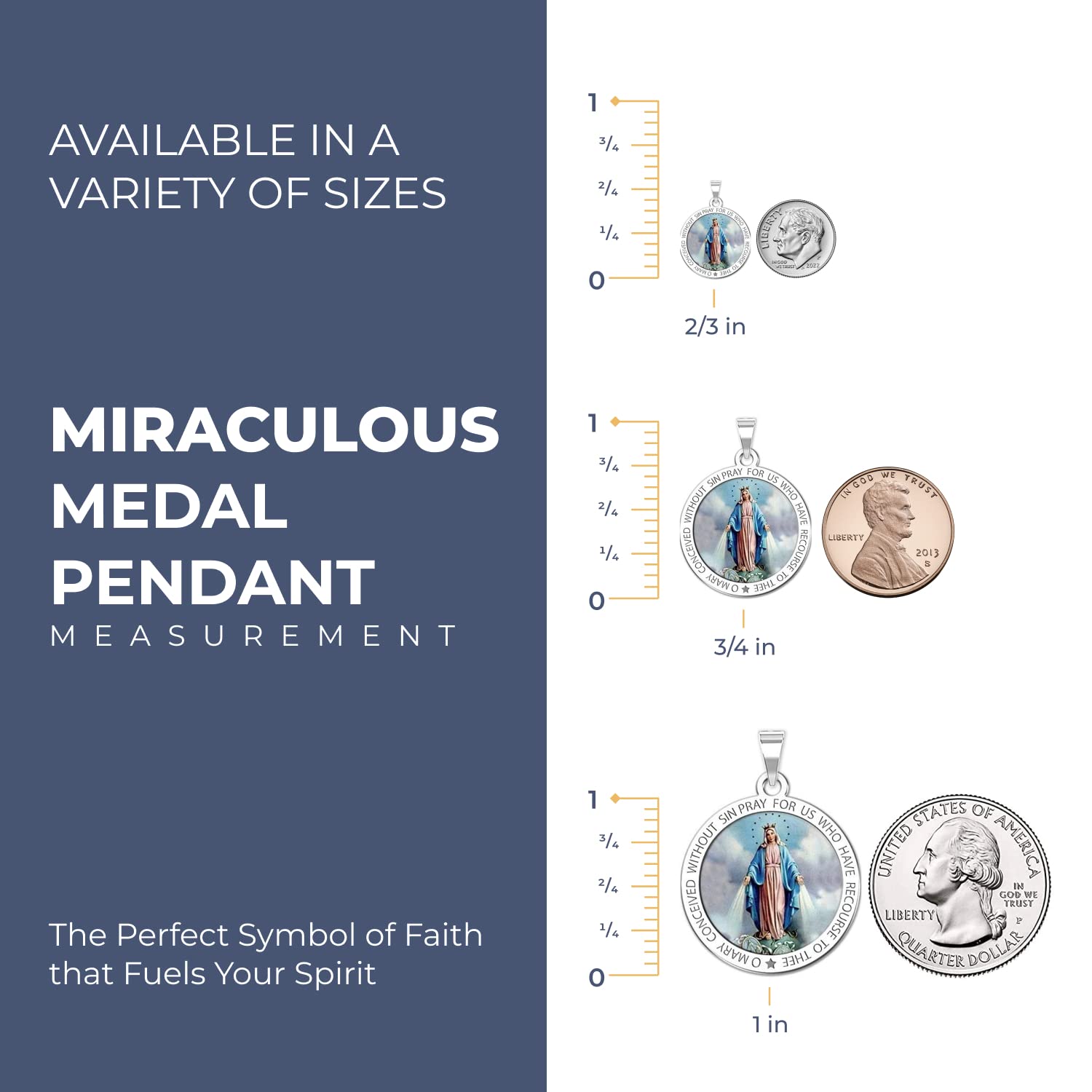 Miraculous Medal Necklace - Catholic Virgin Mary Pendant in 10K/14K Gold & Sterling Silver - Religious Jewelry for Women & Men - Perfect for First Communion Gifts, Baptism, Confirmation & Daily Faith Wear