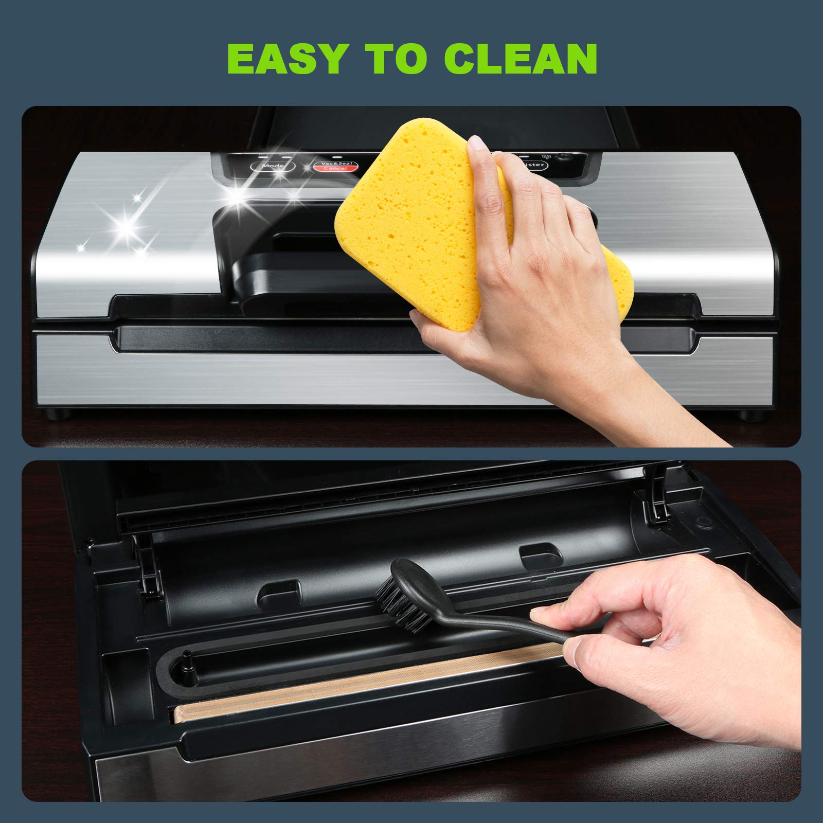 Premium Vacuum Sealer Machine for Food Storage - Automatic & Manual Modes with Built-in Cutter | Includes 2 Bag Rolls (11”x16’ & 8”x16’) | Compact Design for Kitchen Countertop | Perfect for Meal Prep, Sous Vide & Long-Term Food Preservation