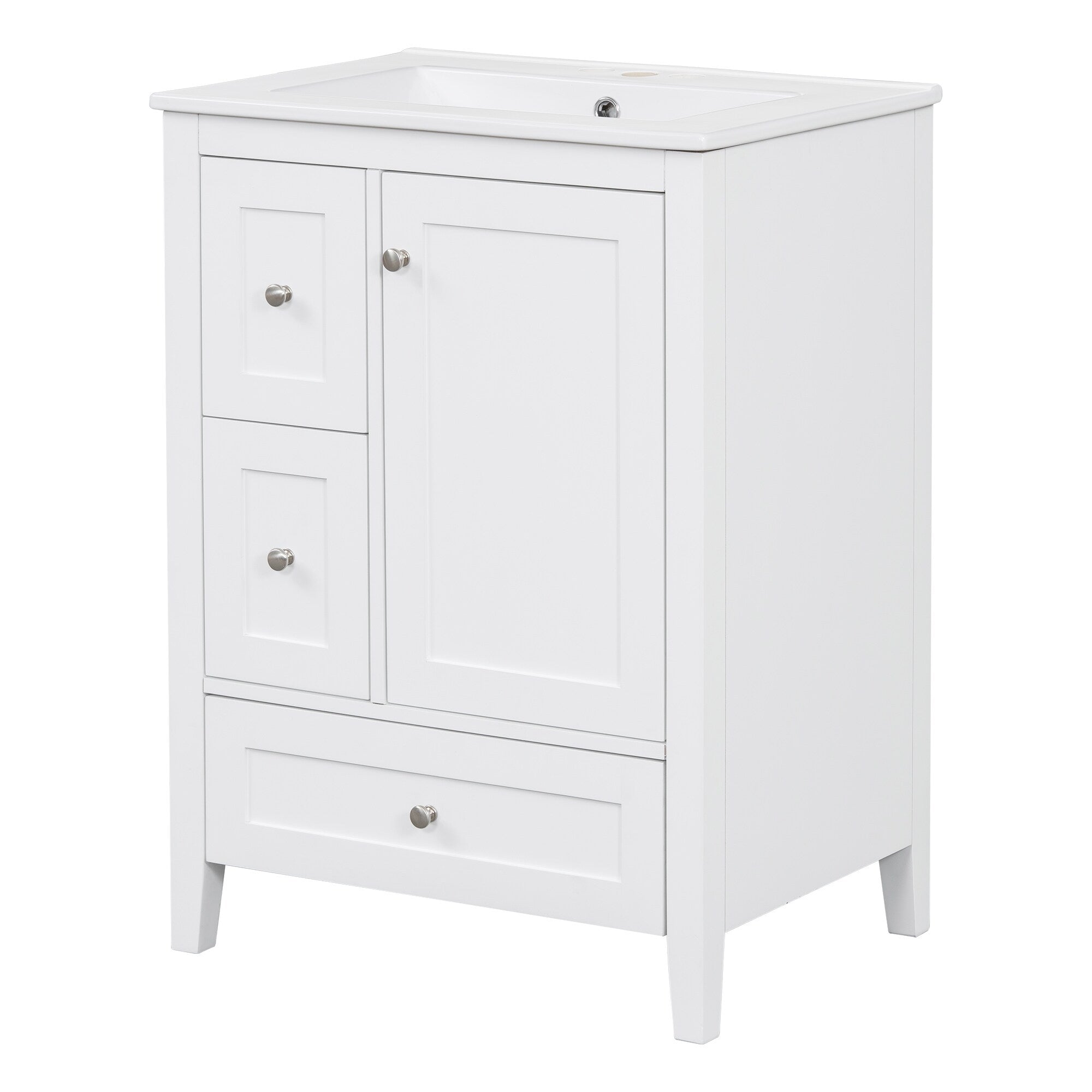 24 Inch Bathroom Vanity with Storage - Adjustable Shelf & Removable Dividers, MDF & Rubberwood Construction, Dark Green Finish for Modern Bathroom Decor