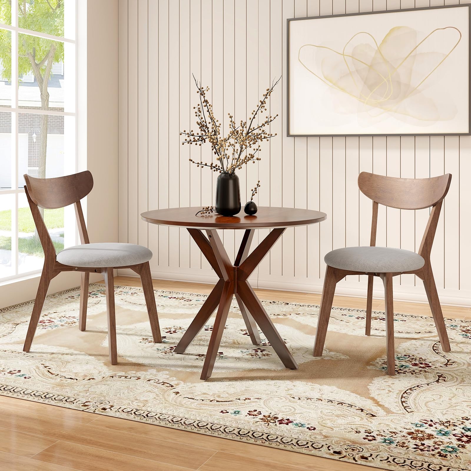 ERGOMASTER 2-Piece Dining Table Set - Compact Kitchen Table & Chairs for Small Spaces | Perfect for Dining Room, Kitchen, Café, Restaurant & Living Room | Ideal for Apartments, Breakfast Nooks & Cozy Dining