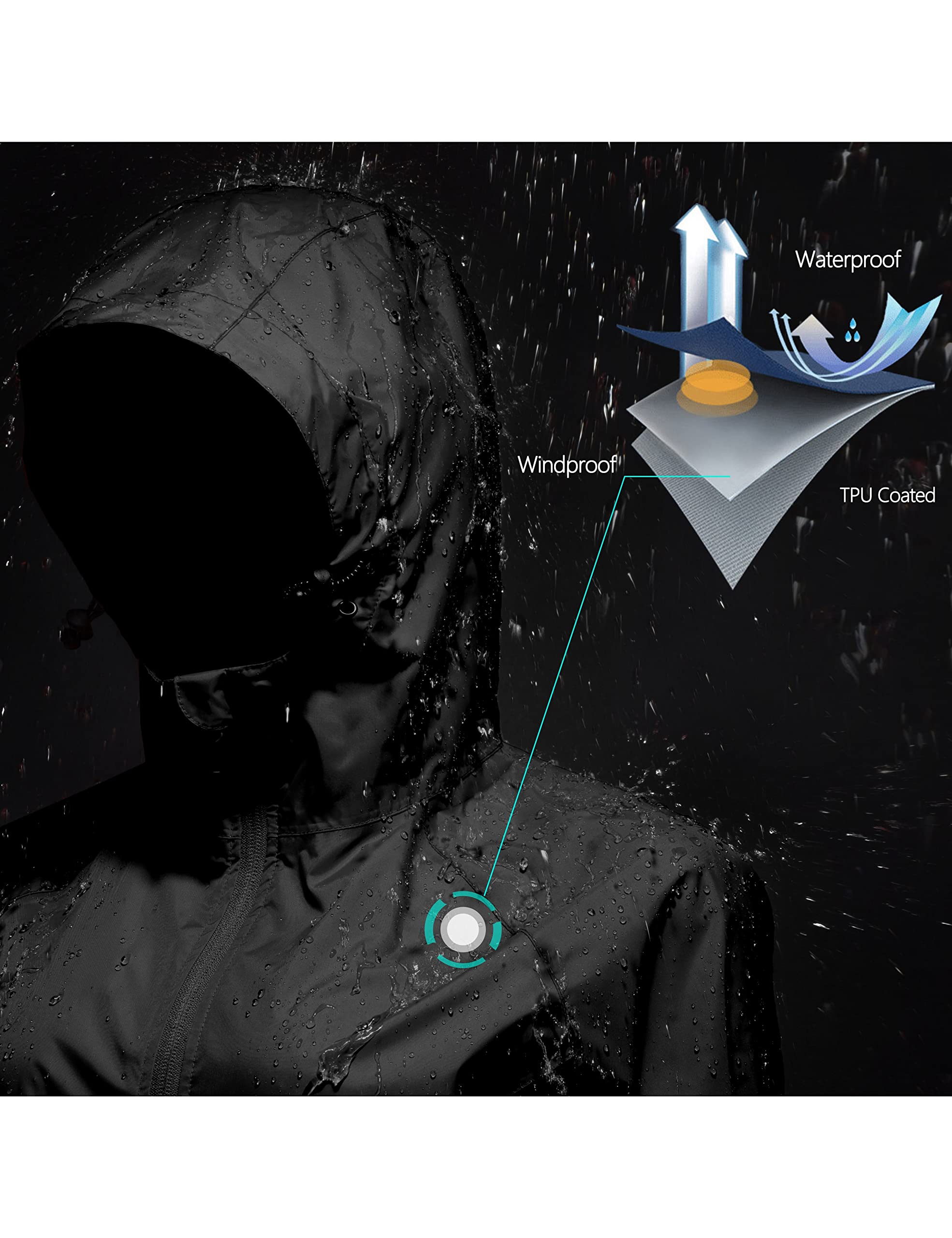 Mapamyumco Women's Ultra-Light Waterproof Rain Jacket with Hood - Packable Long Raincoat with Zipper Pockets for Outdoor Hiking, Travel & Commuting